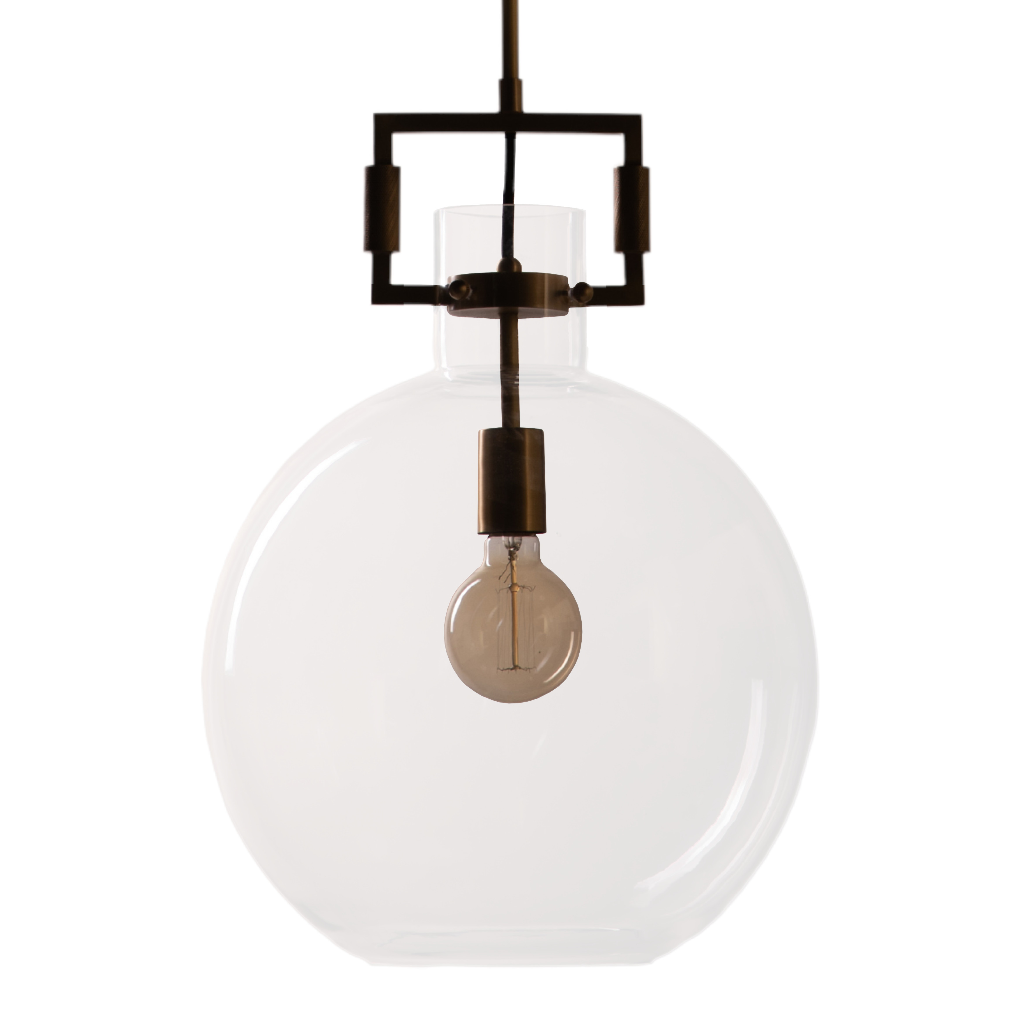 Luca Round Clear Brass Vintage Pendant Light