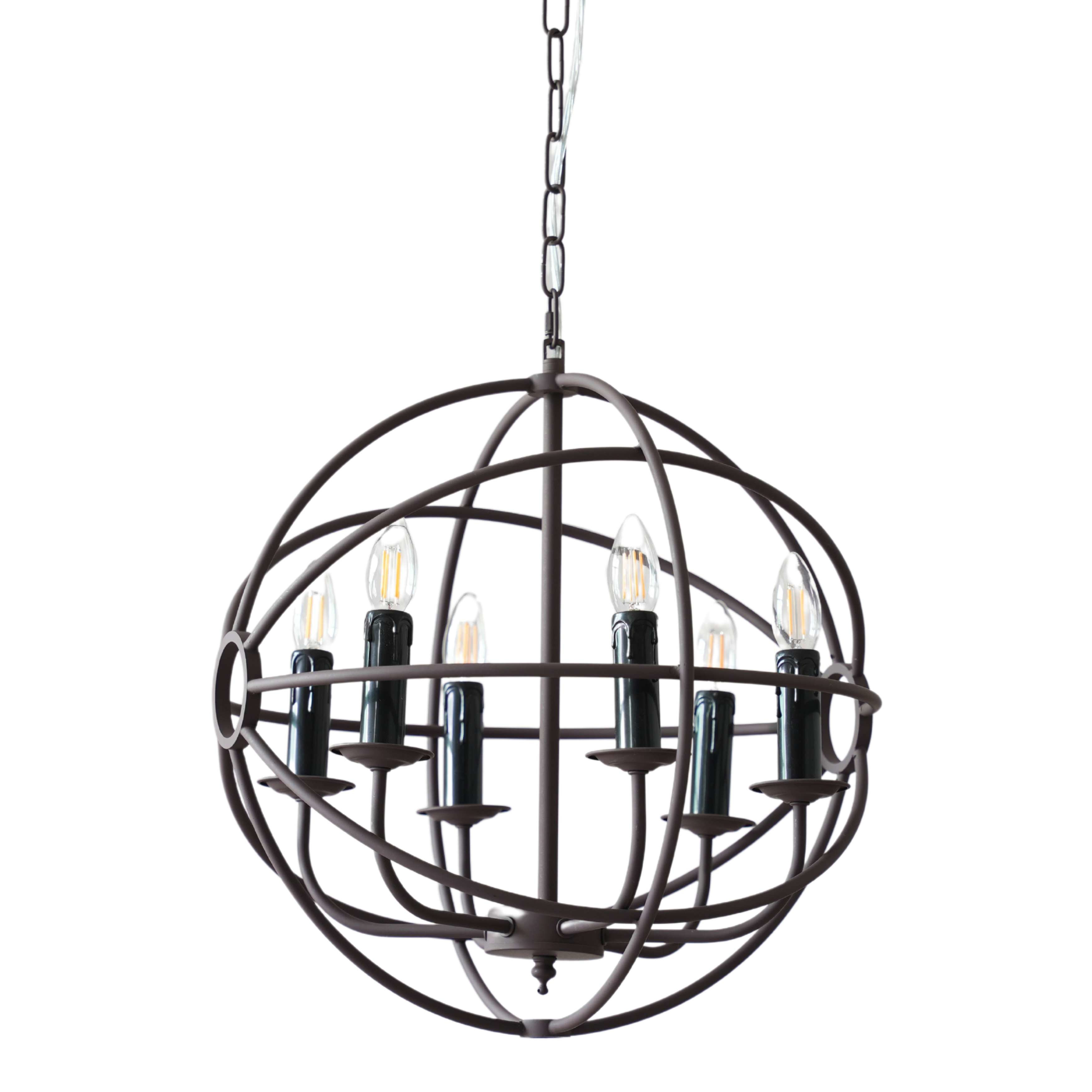 Orbit 6 Light Rustic Vintage Farm House Pendant Light