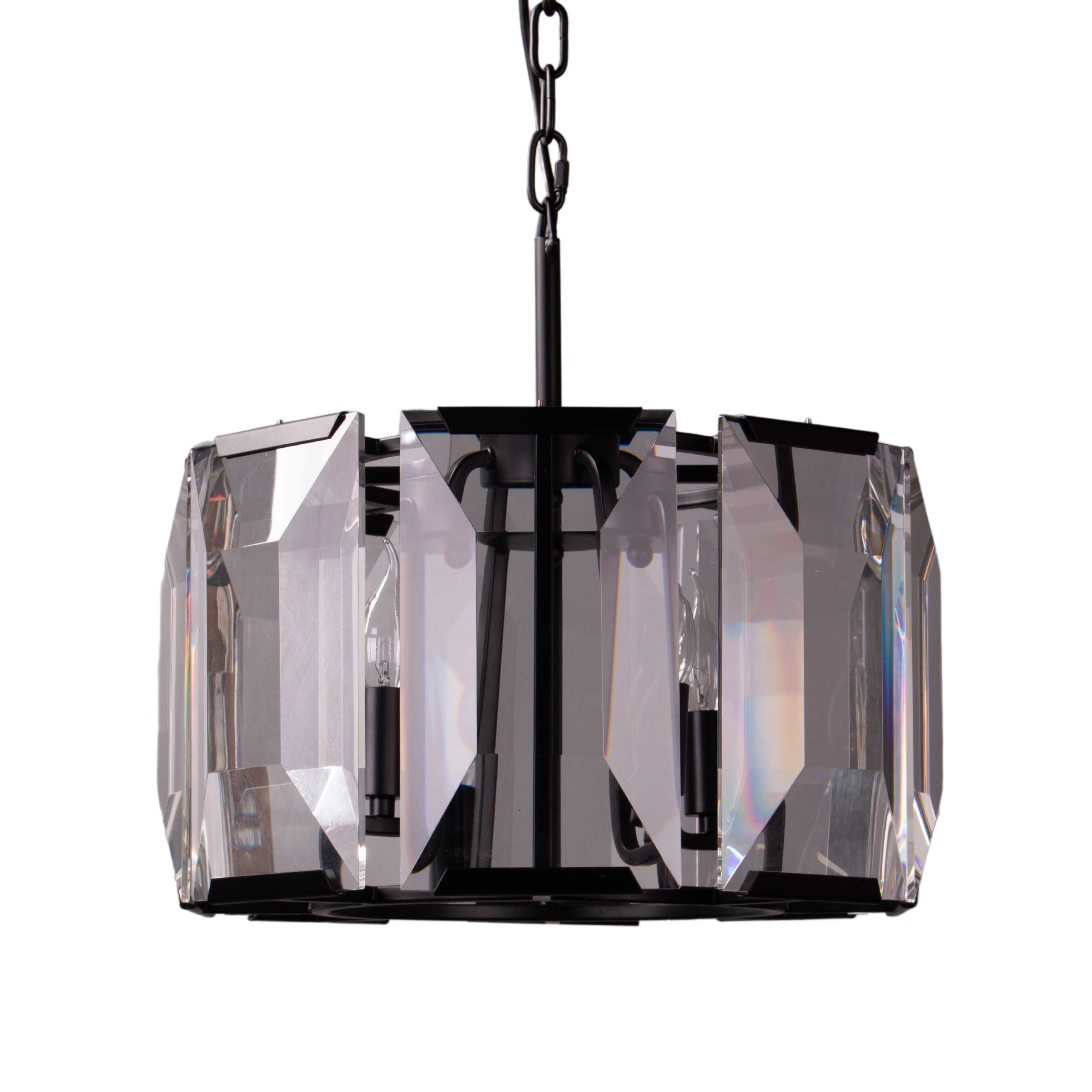 Imperia 4 Light Drum Iron Clear Crystal Pendant Chandlier