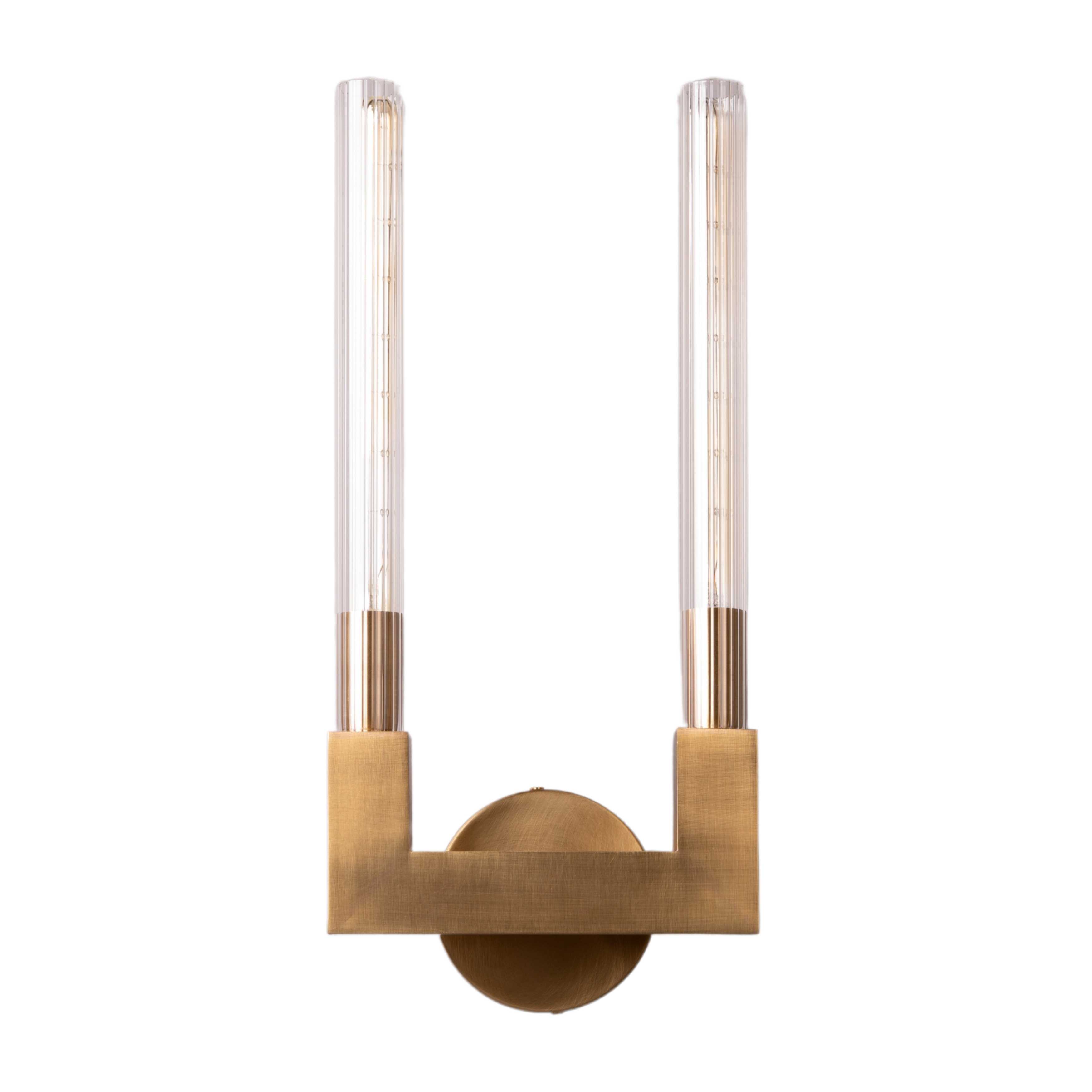 Brute Brass Modern Twin Wall Light
