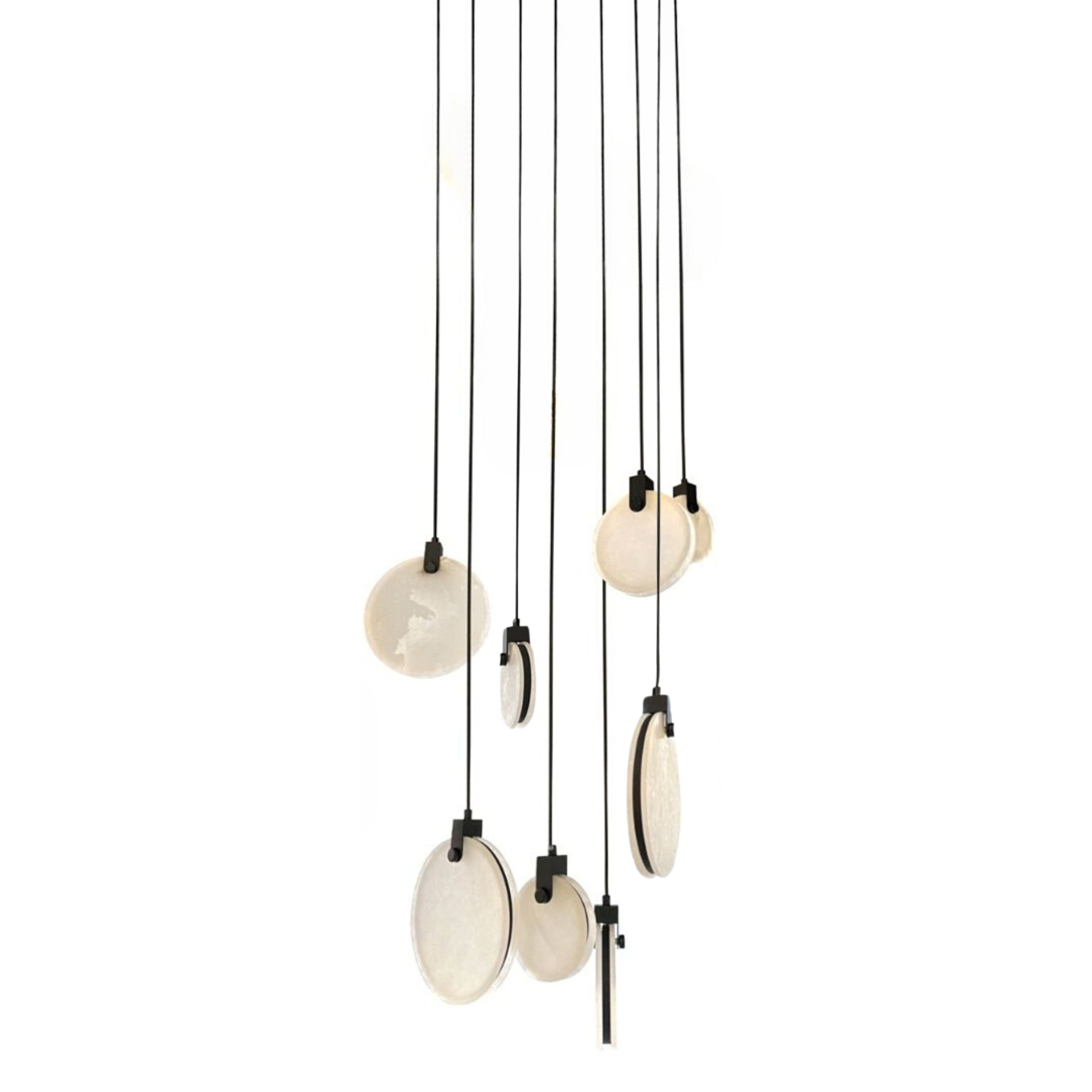 Pauline 8 Black Falling Lights Cluster Pendant