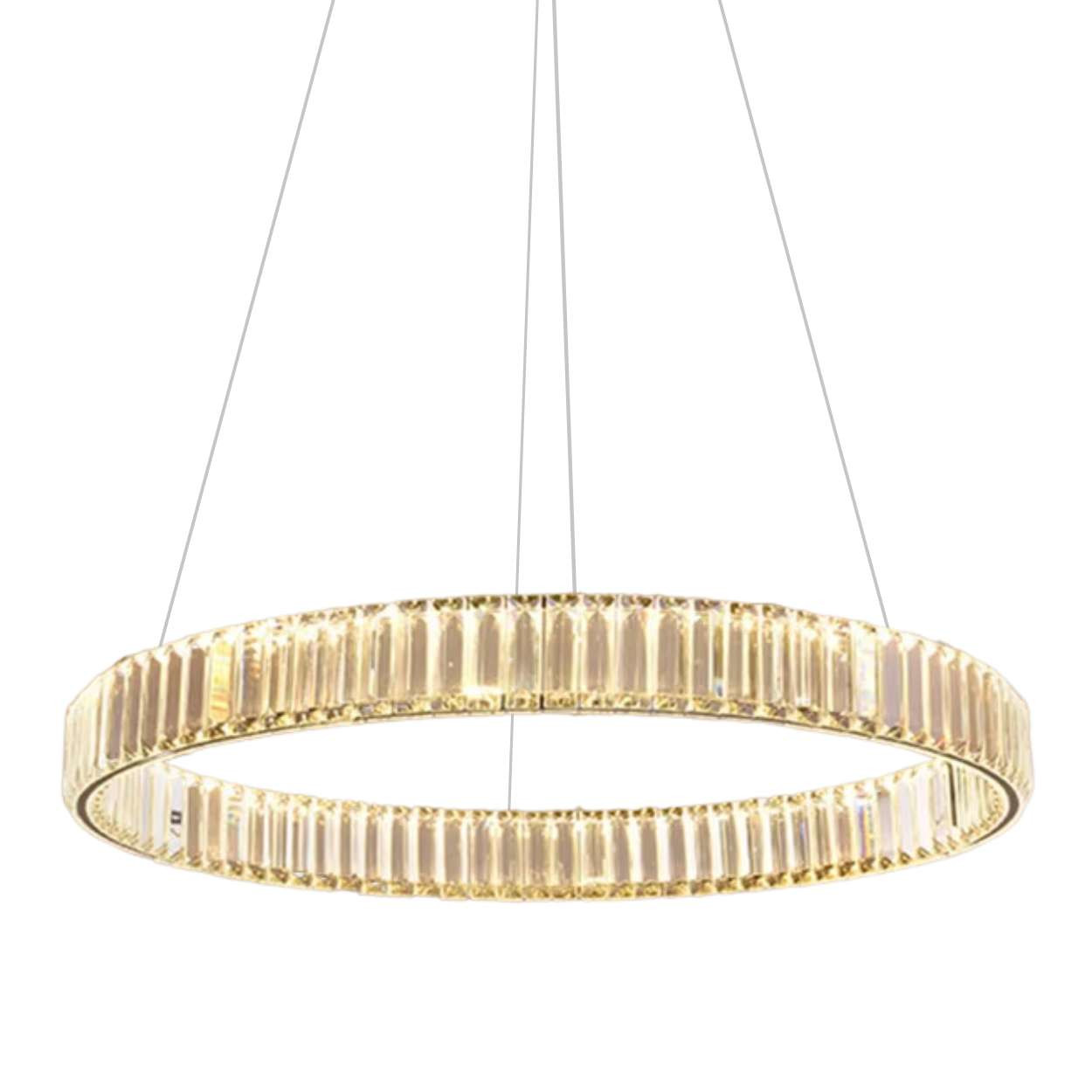 Luxxus Ring Brass Glass LED Statement Pendant Light