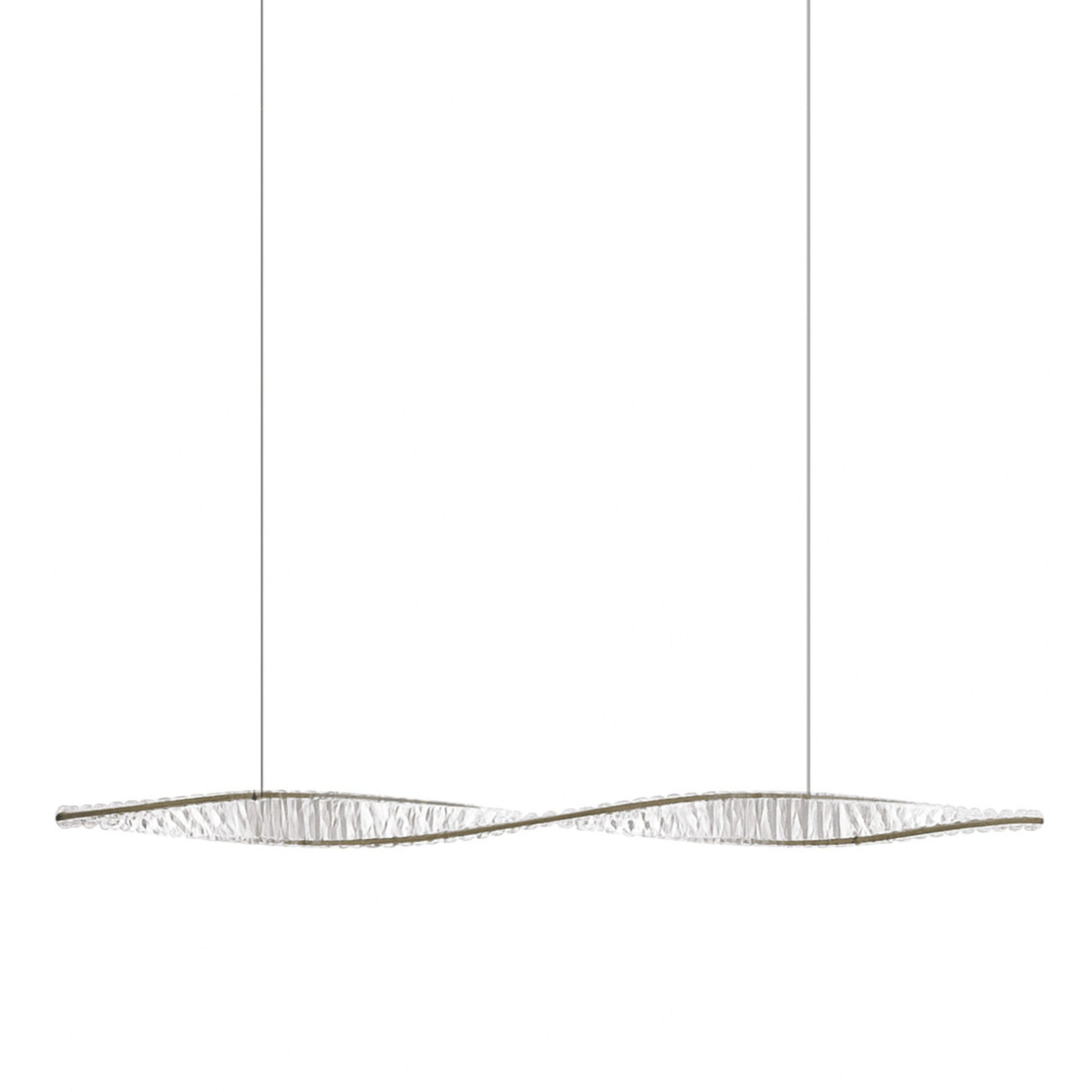 Athena Linear Organic Curved Gold Crystal Glass Pendant Chandelier