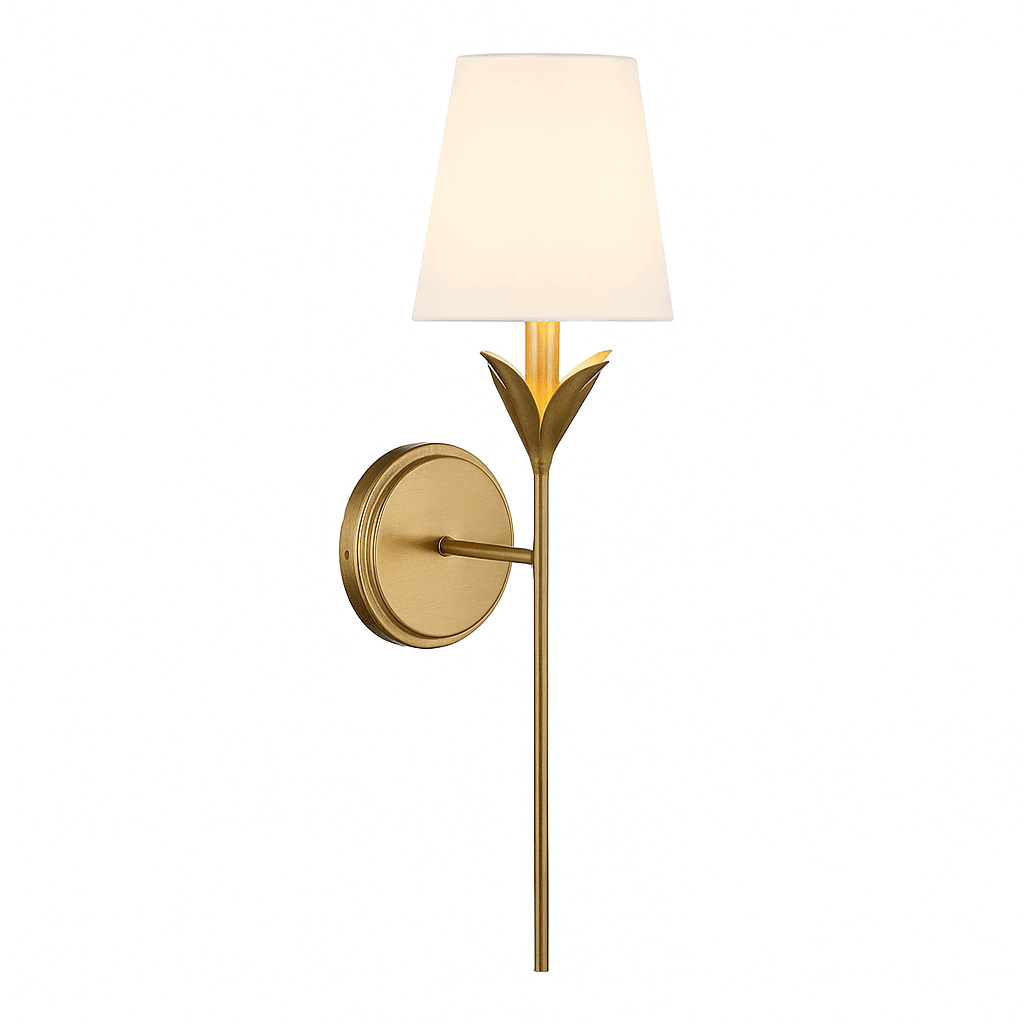 Albie Antique Gold Fabric Shade Classic Wall Light