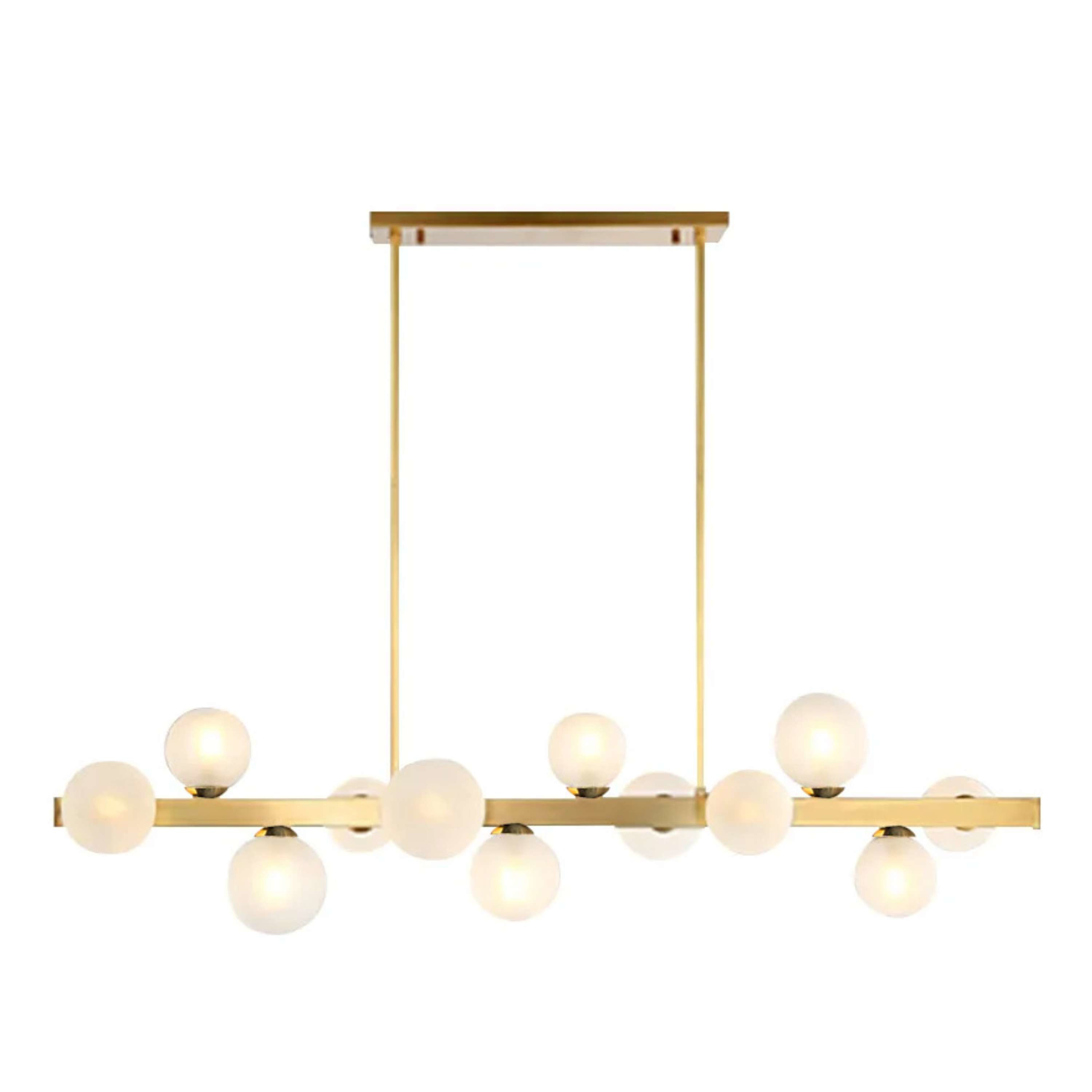 Slim 12 Round Lights Brass Linear Chandelier