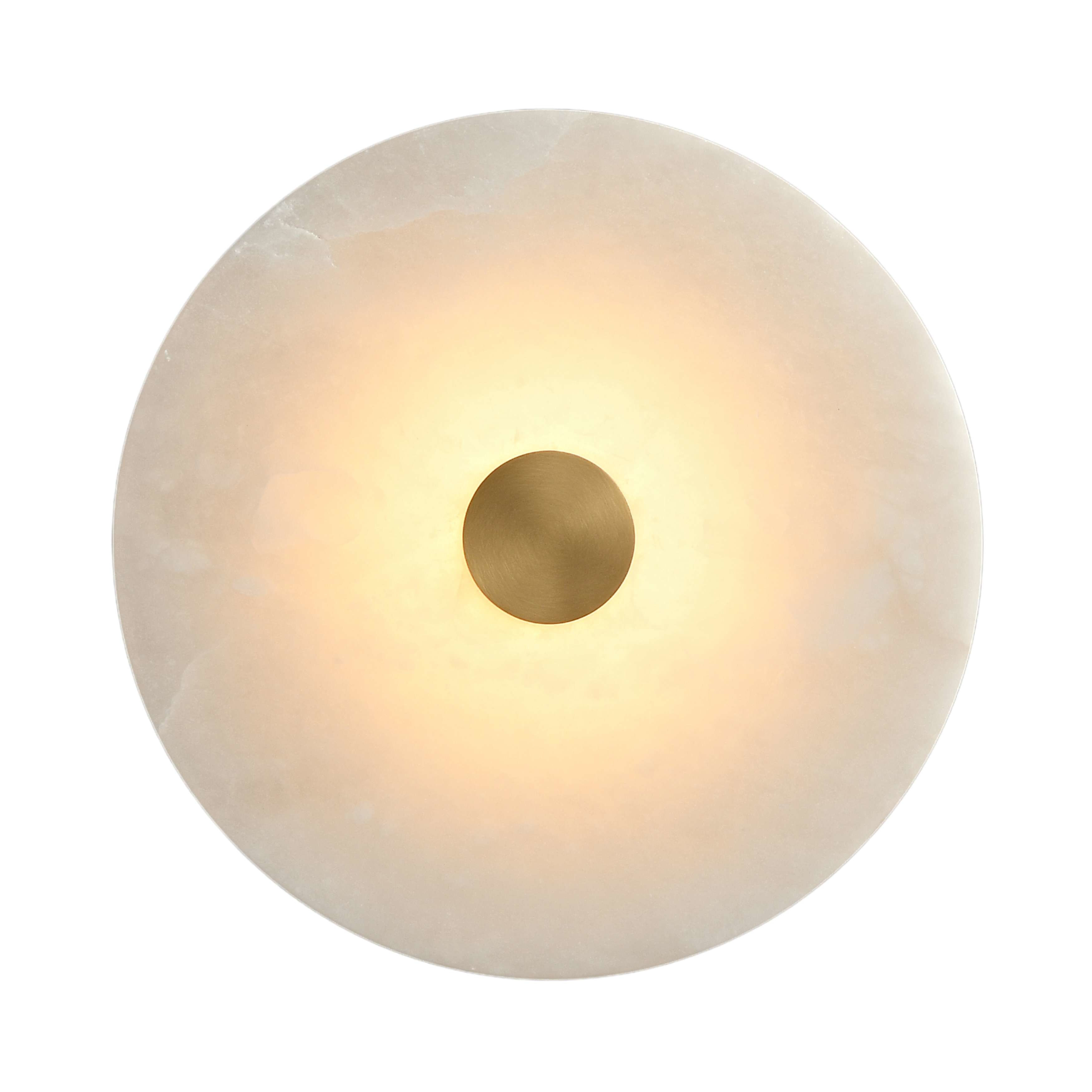 Astra White Circular Alabaster Brass Wall Light
