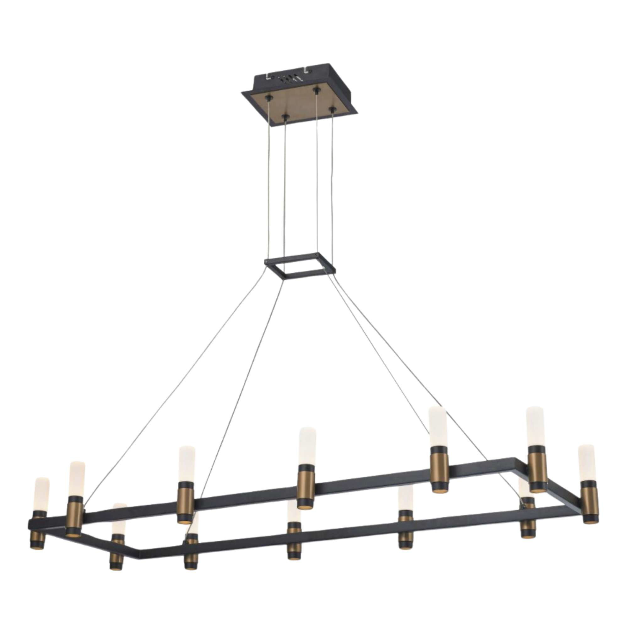 Monova 12 Light Black and Gold Rectangular LED Chandelier