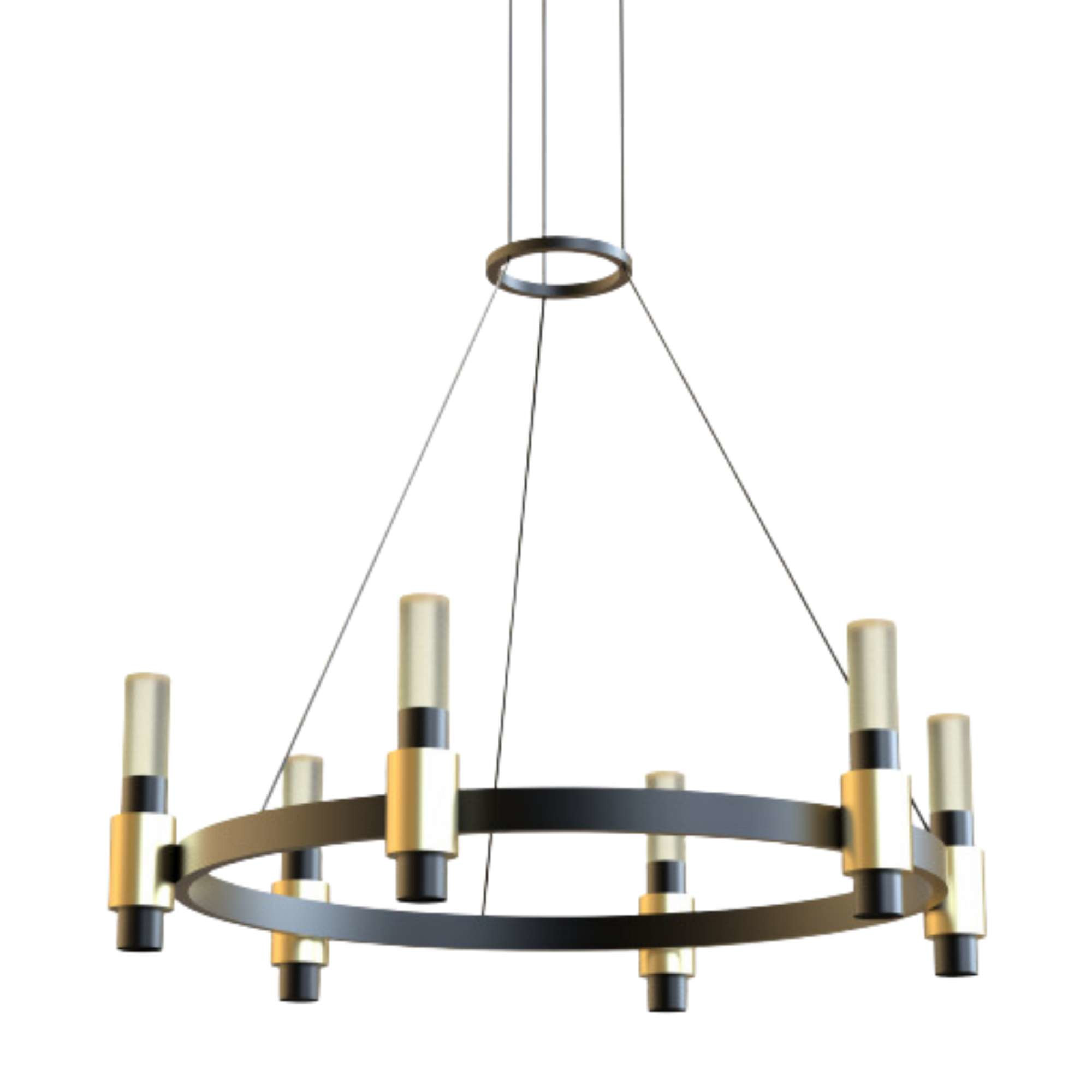 Monova 6 Light Black and Copper Round LED Chandelier