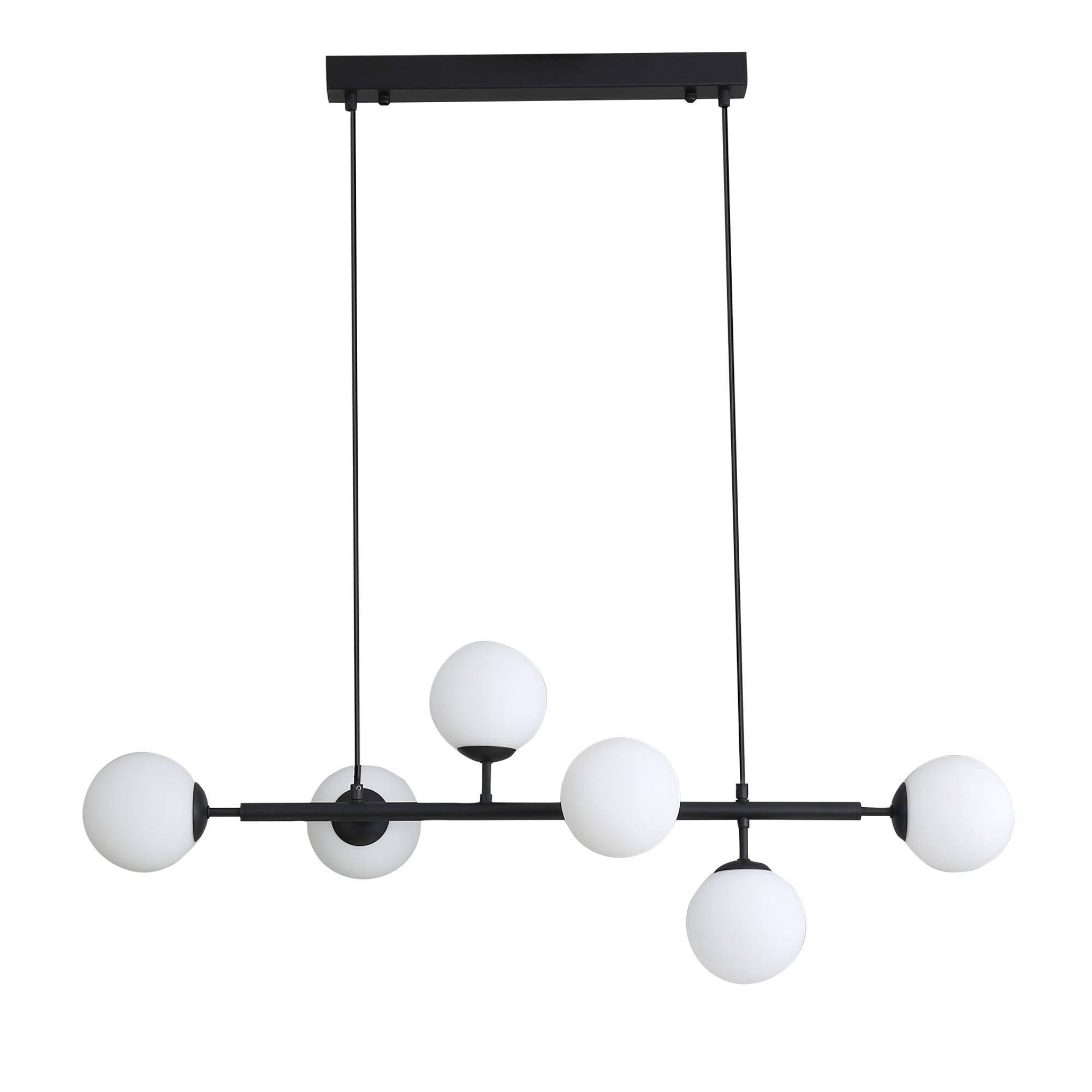 Arvin 6 Light Opal Glass Black Pendant Light
