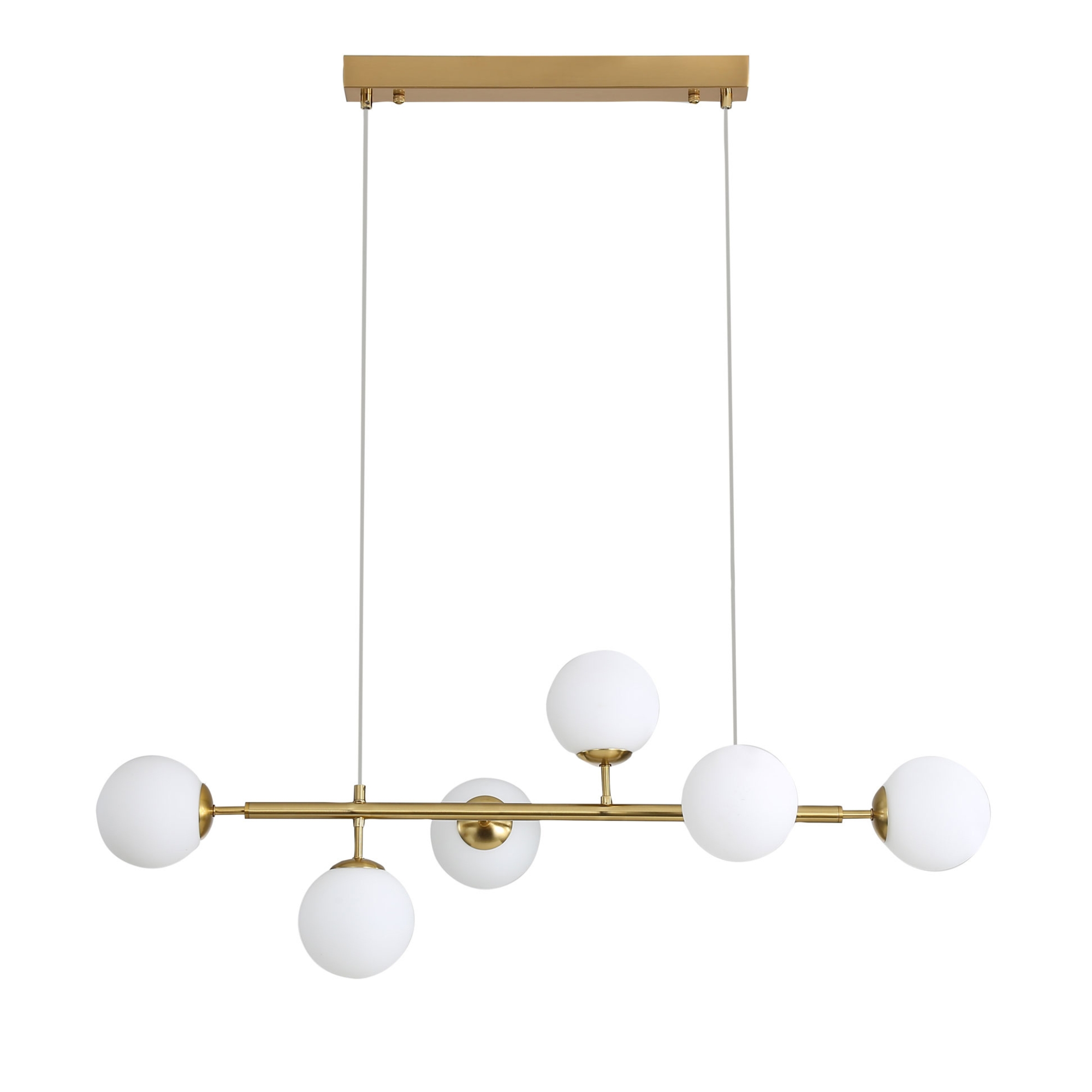 Arvin 6 Light Opal Glass Brass Pendant Light