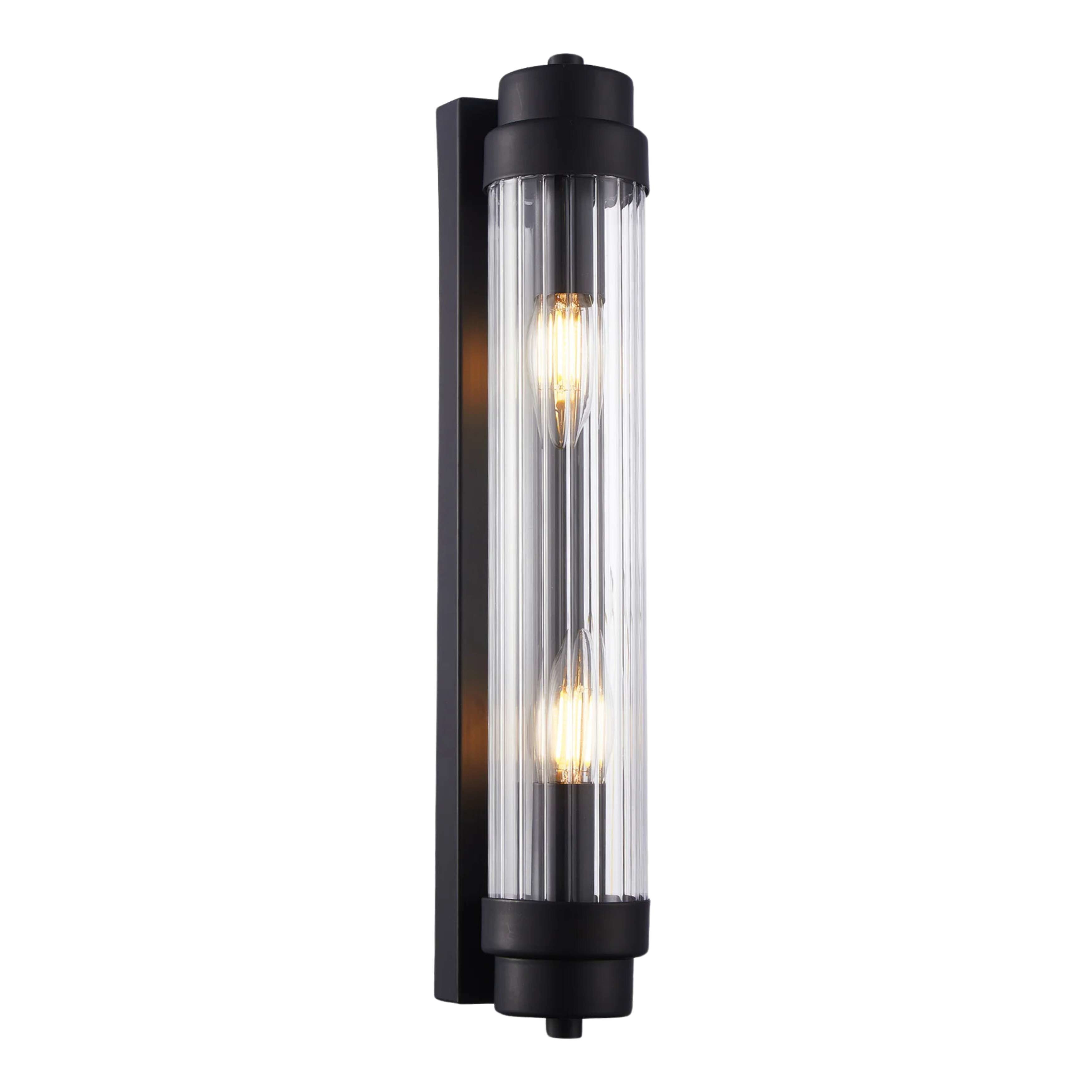 Avion Black Clear Rod Glass Up and Down Wall Light