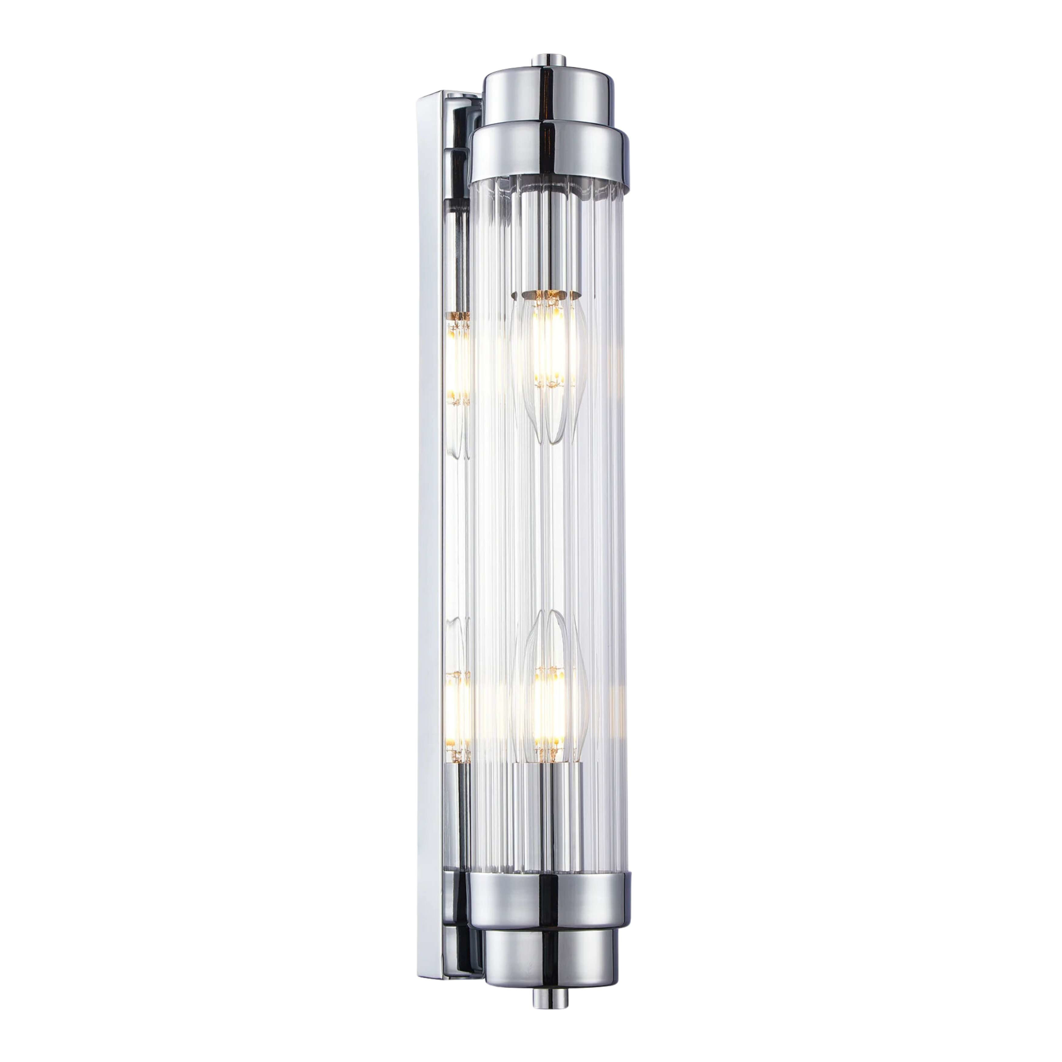Avion Chrome Clear Rod Glass Up and Down Wall Light