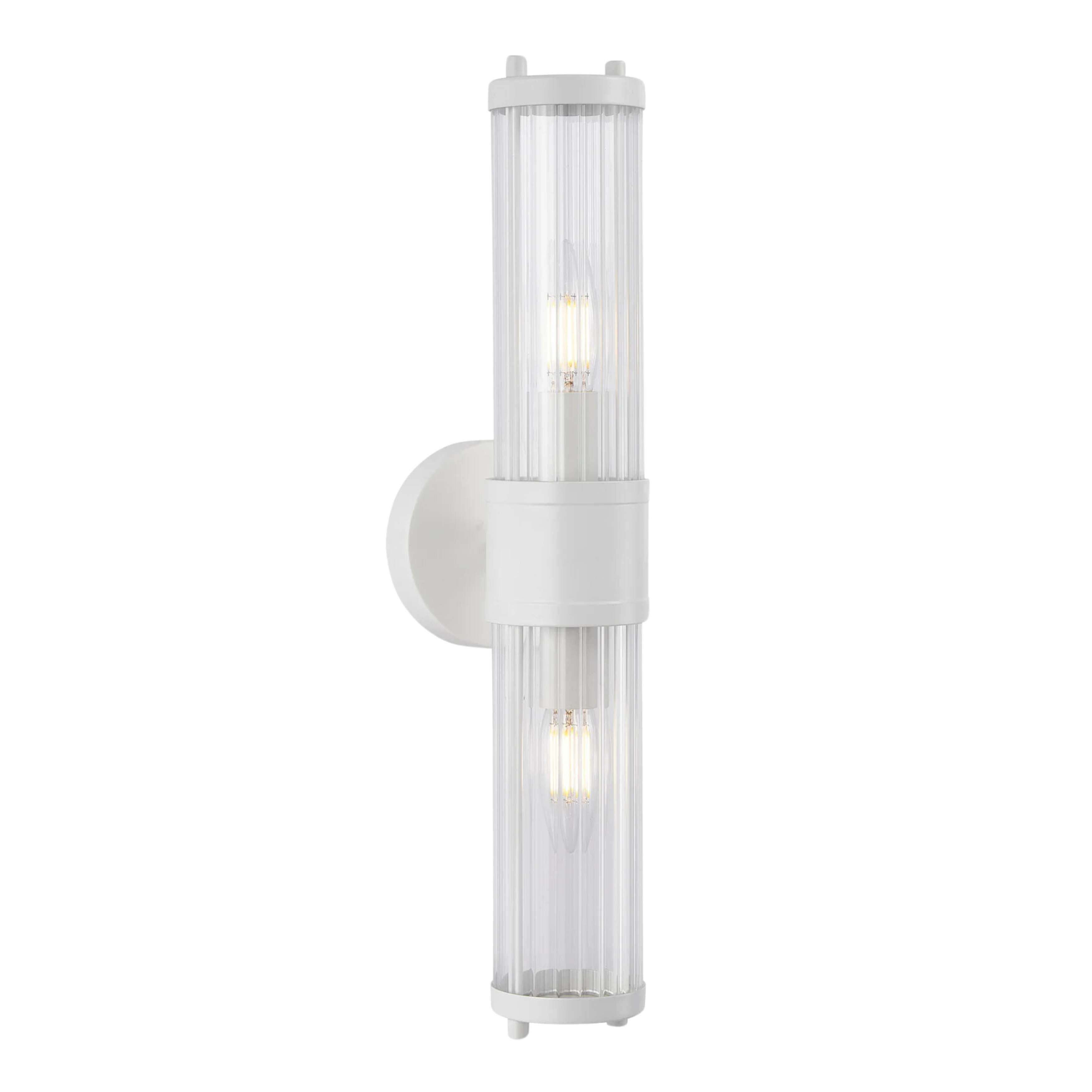 Belfast White Clear Rod Glass Up and Down Wall Light