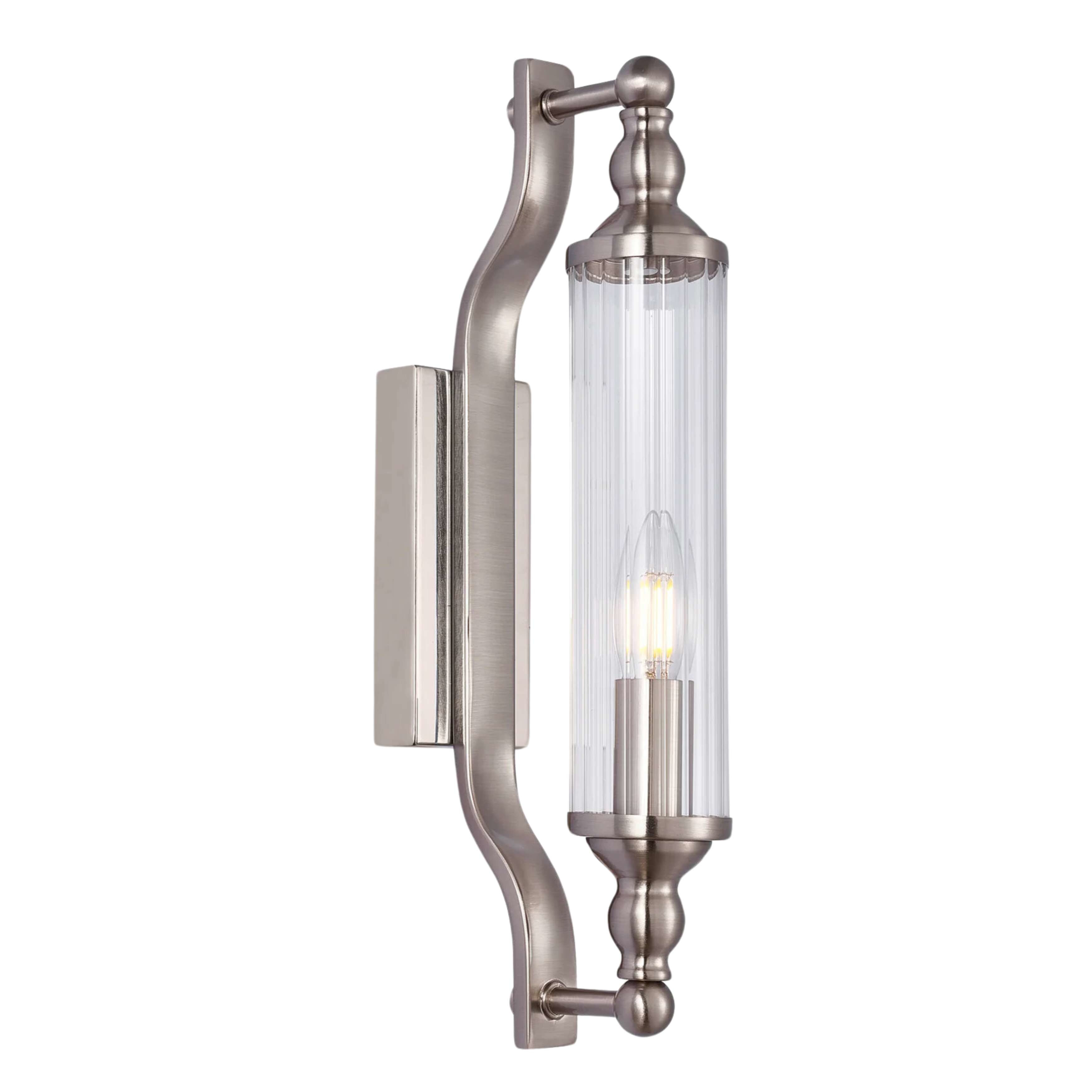 Franca Satin Chrome Clear Rod Glass Modern Wall Light
