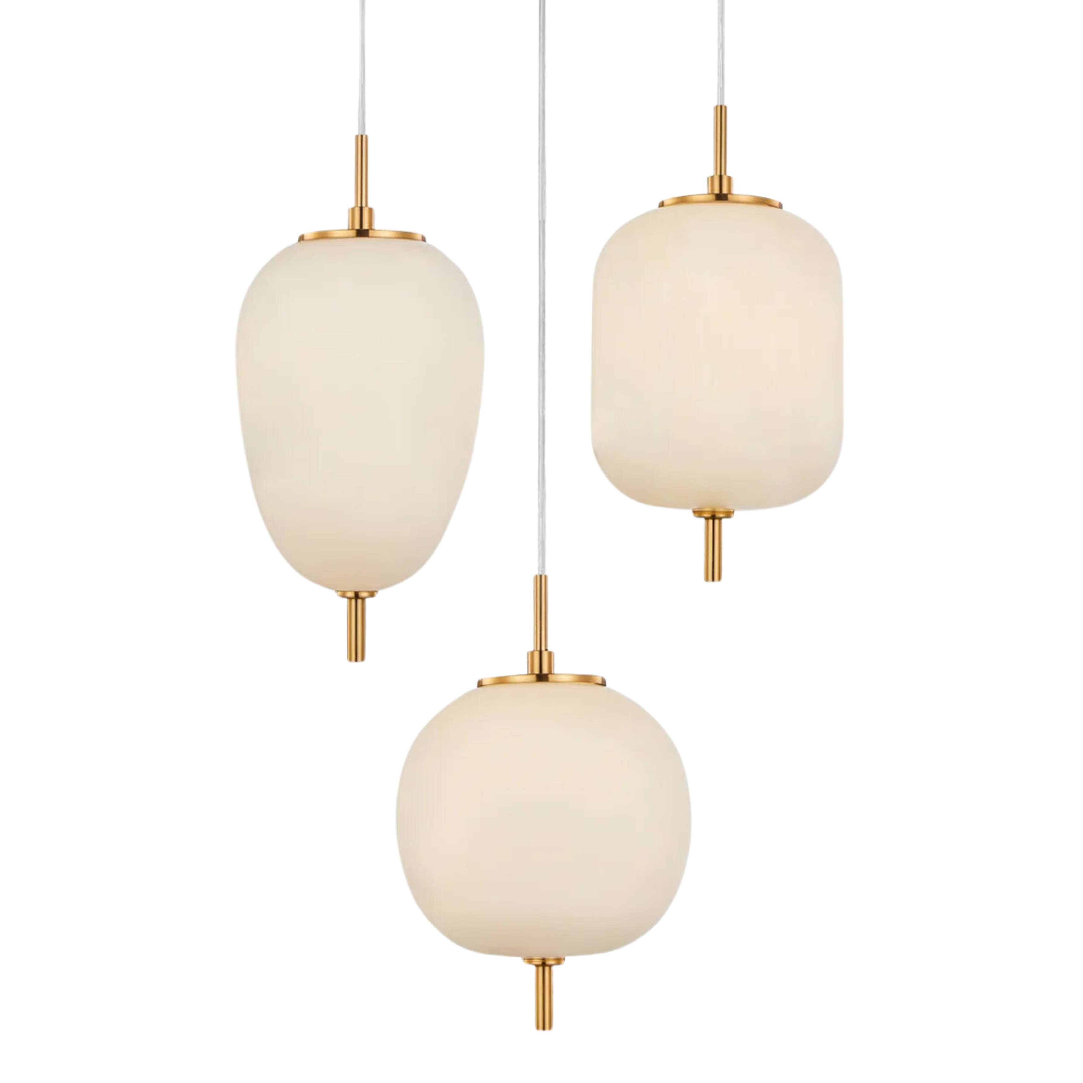 Gaspar Opal Matt Glass Brass Multi-Light Pendant