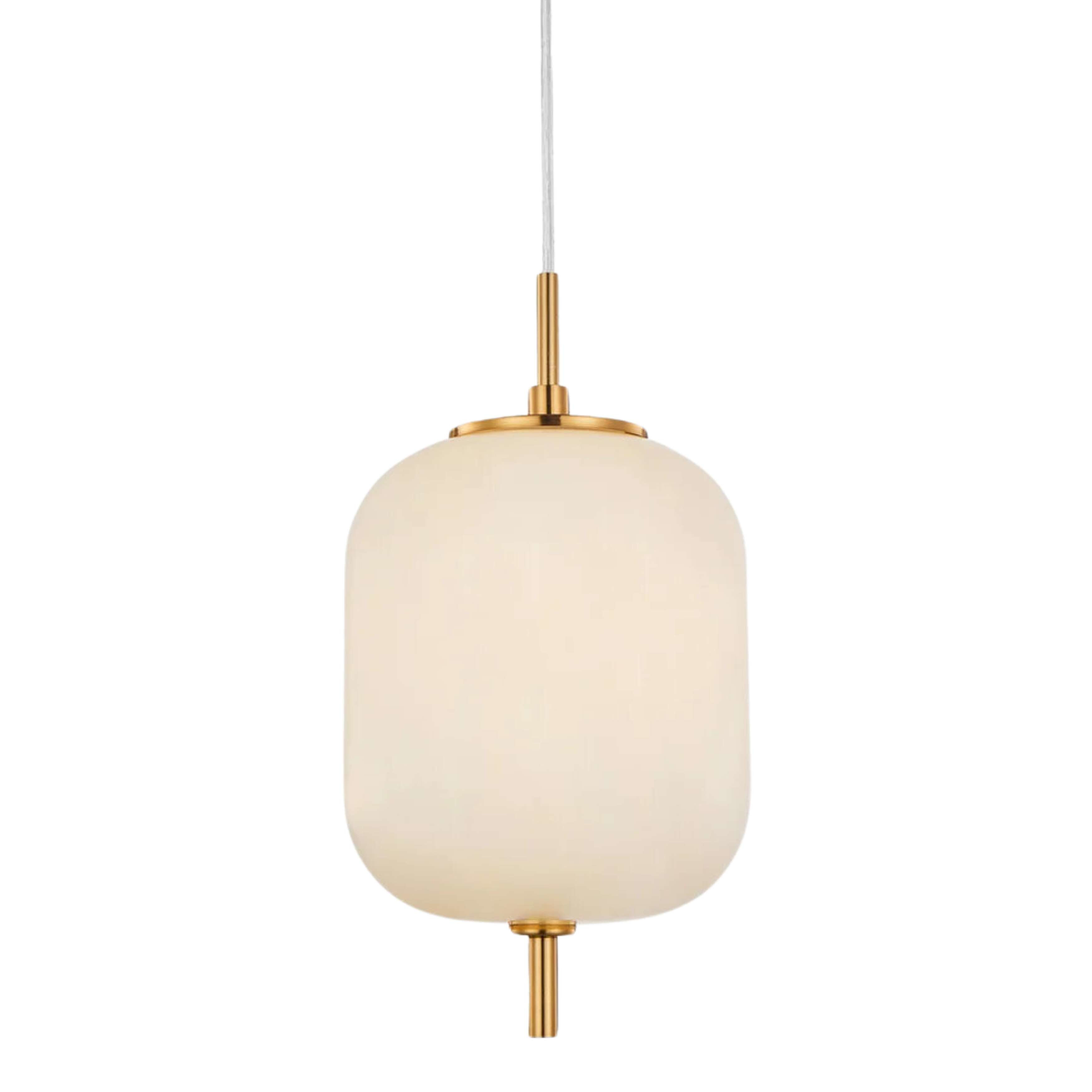 Gaspar Opal Matt Glass Jar Brass Pendant Light