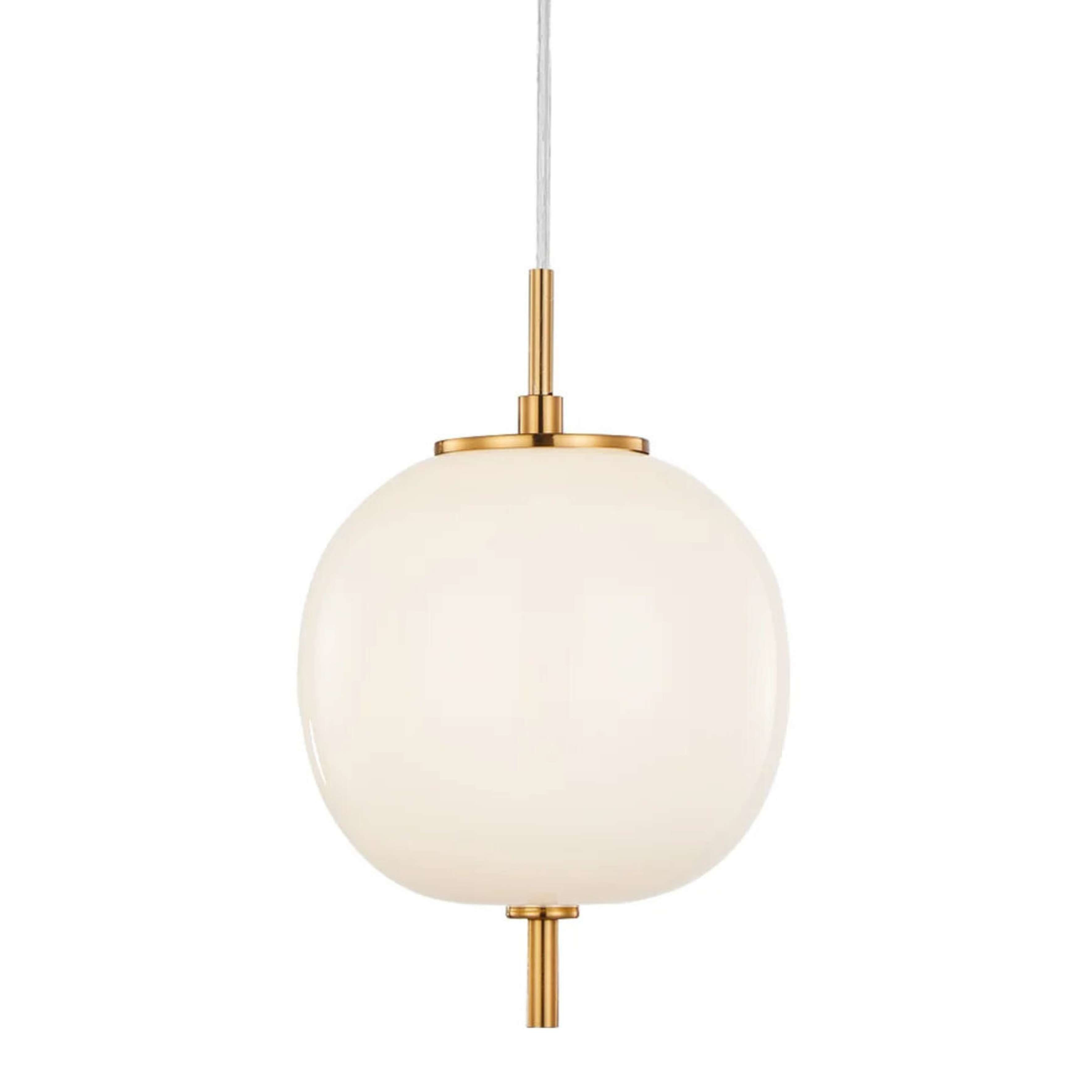 Gaspar Opal Matt Glass Round Brass Pendant Light