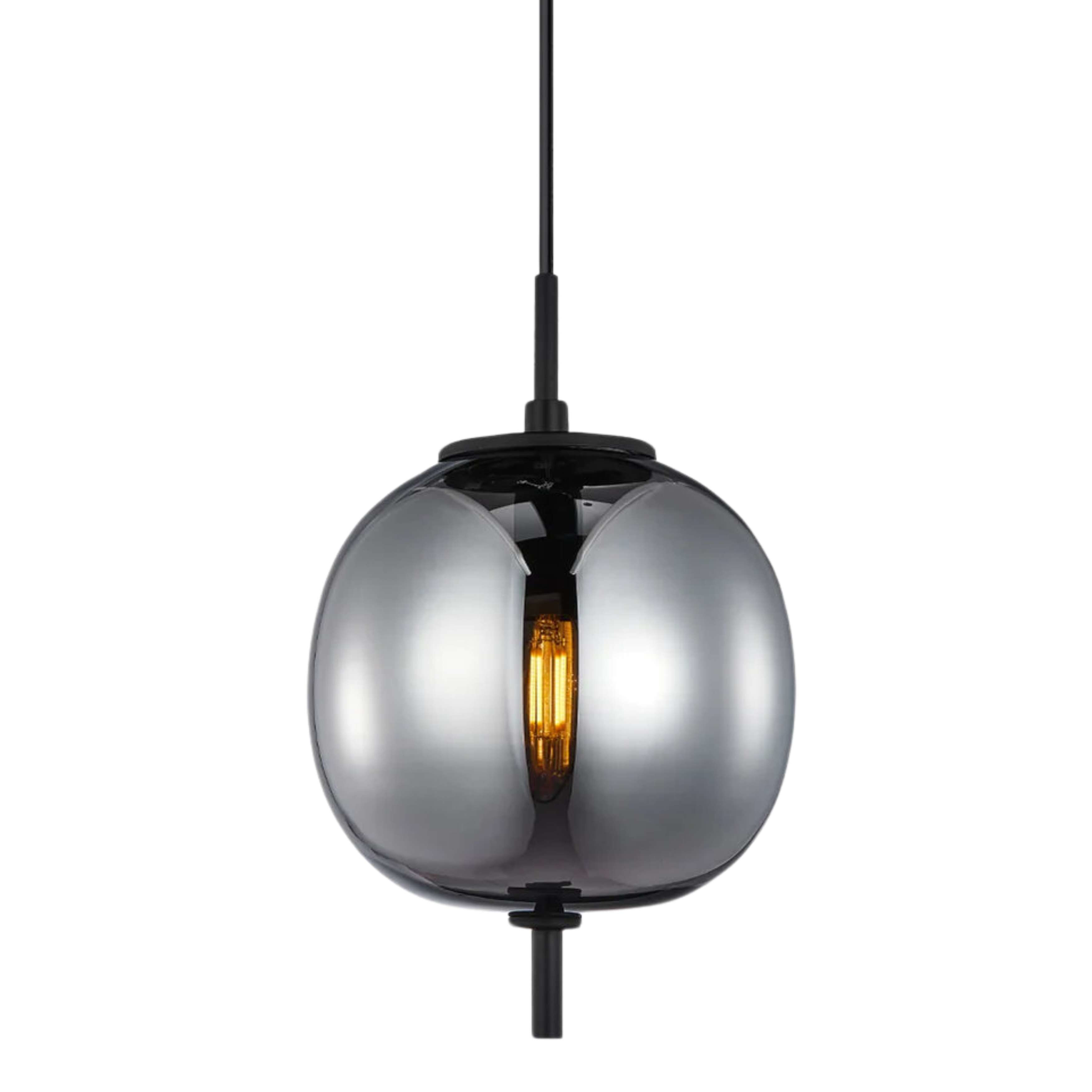 Gaspar Smoke Mirror Glass Round Black Pendant Light