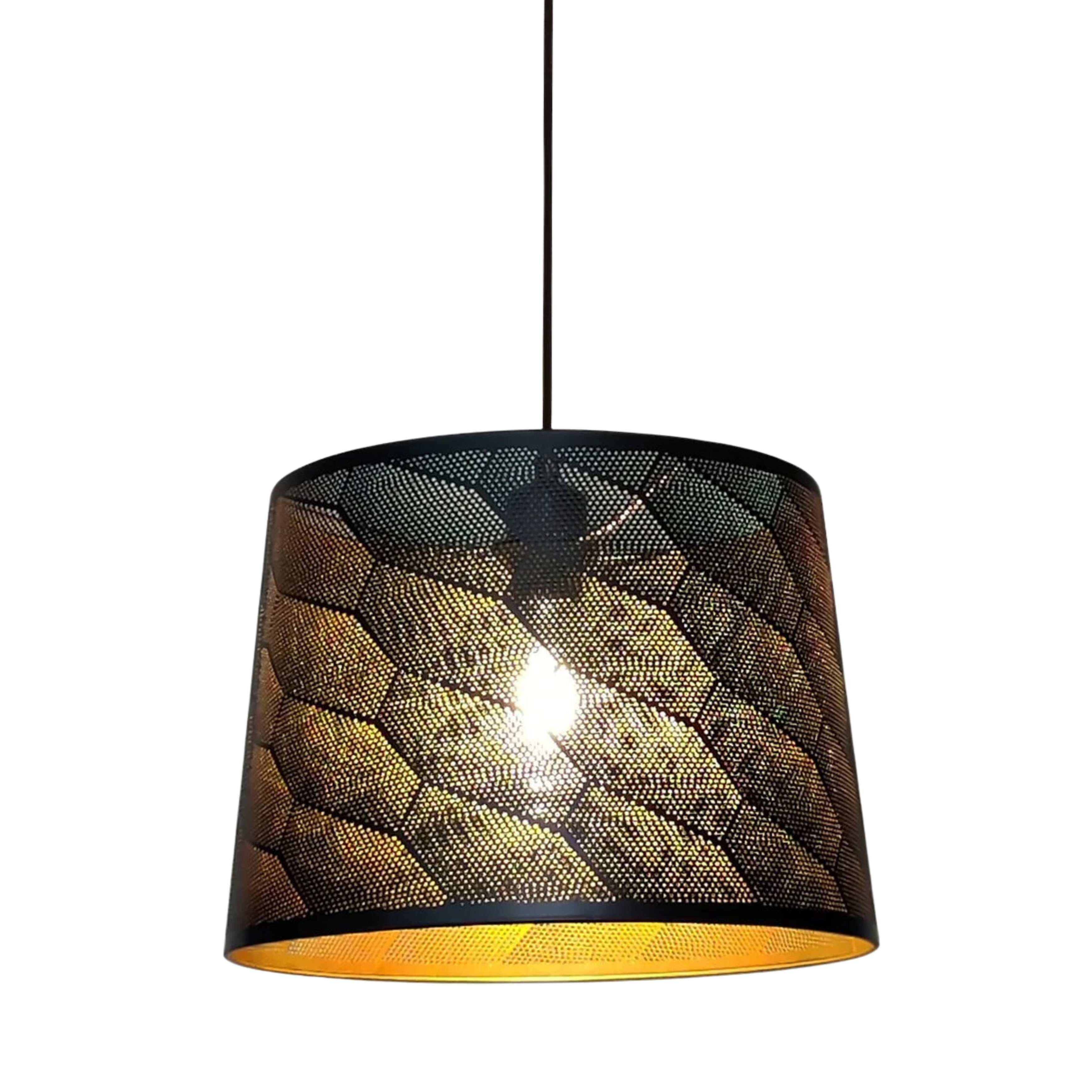 Ipil Black Tapered Laser Cut Pendant - Honeycomb