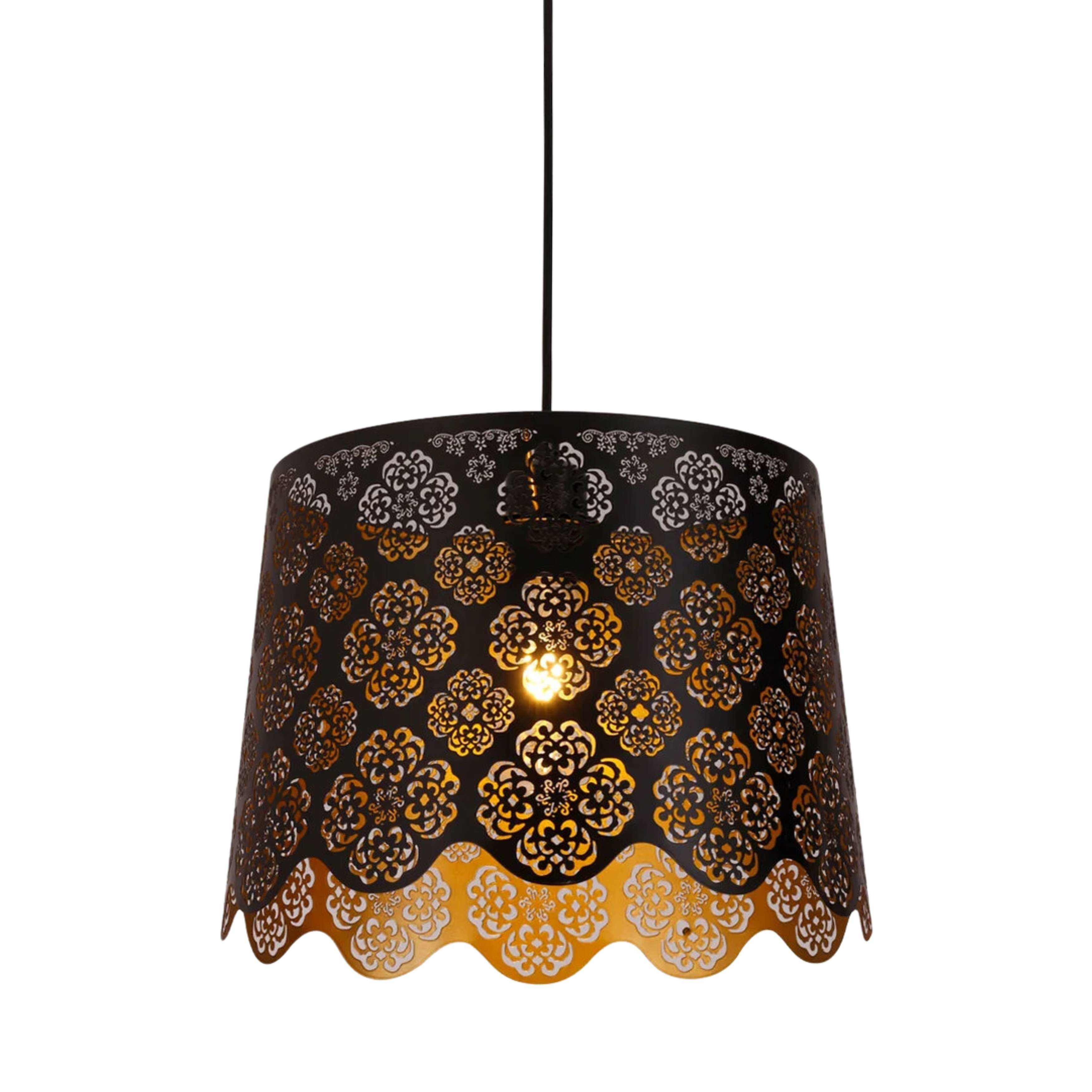 Ipil Black Tapered Laser Cut Pendant - Scalloped Flower