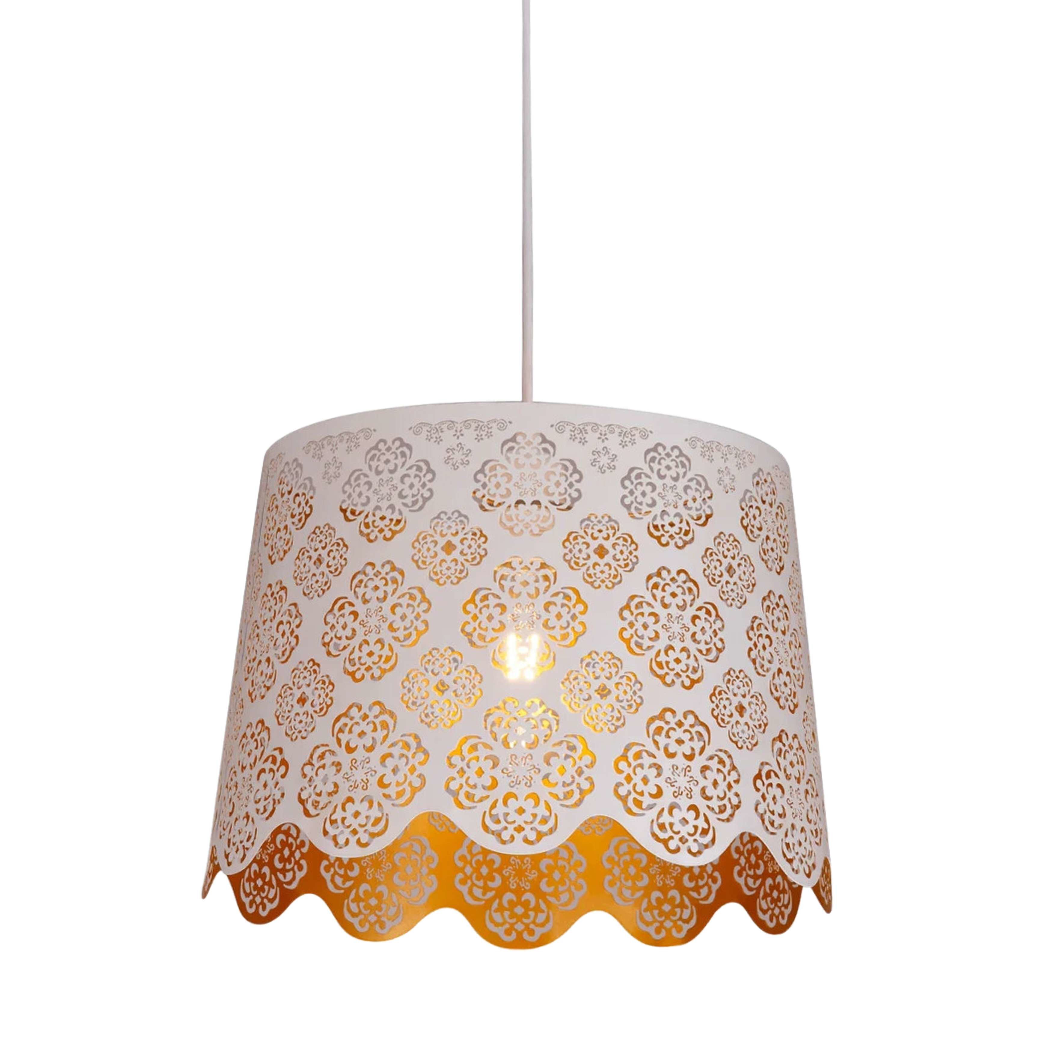 Ipil White Tapered Laser Cut Pendant - Scalloped Flower