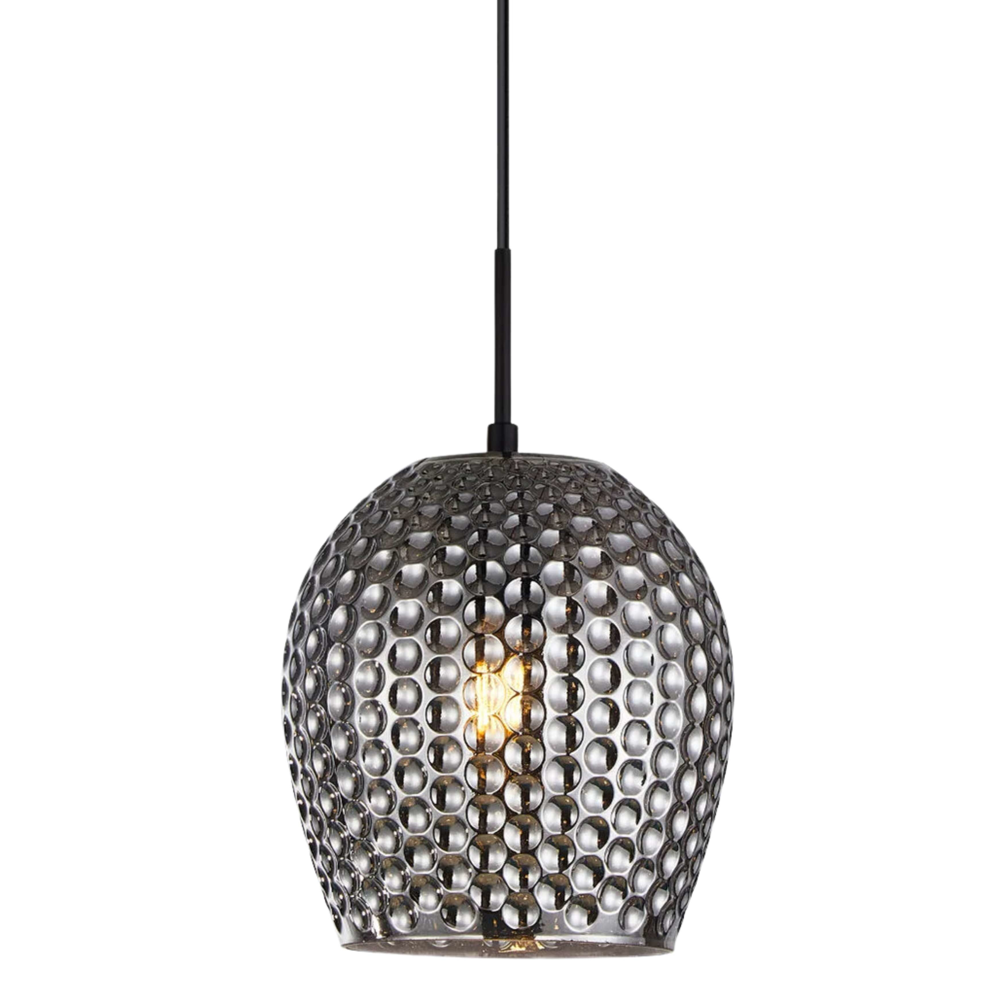 Northfield Dimpled Smokey Mirror Glass Black Pendant Light