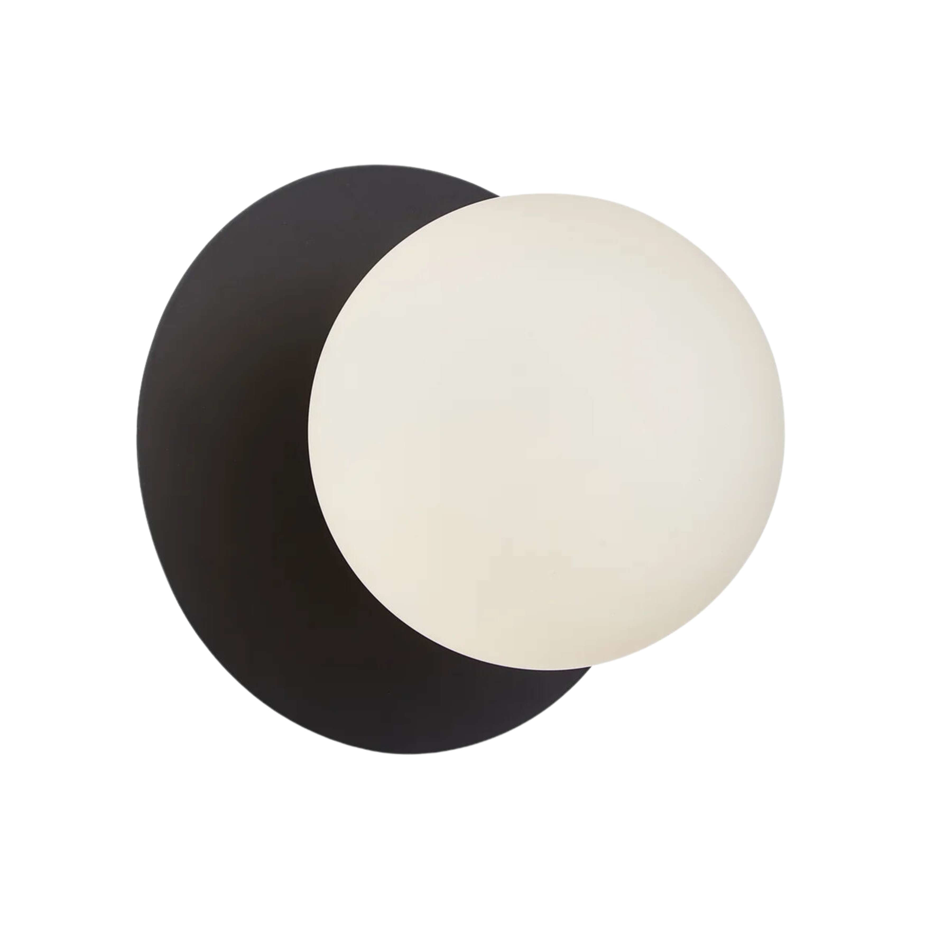 Roseburg Opal Glass Black Round Wall Light