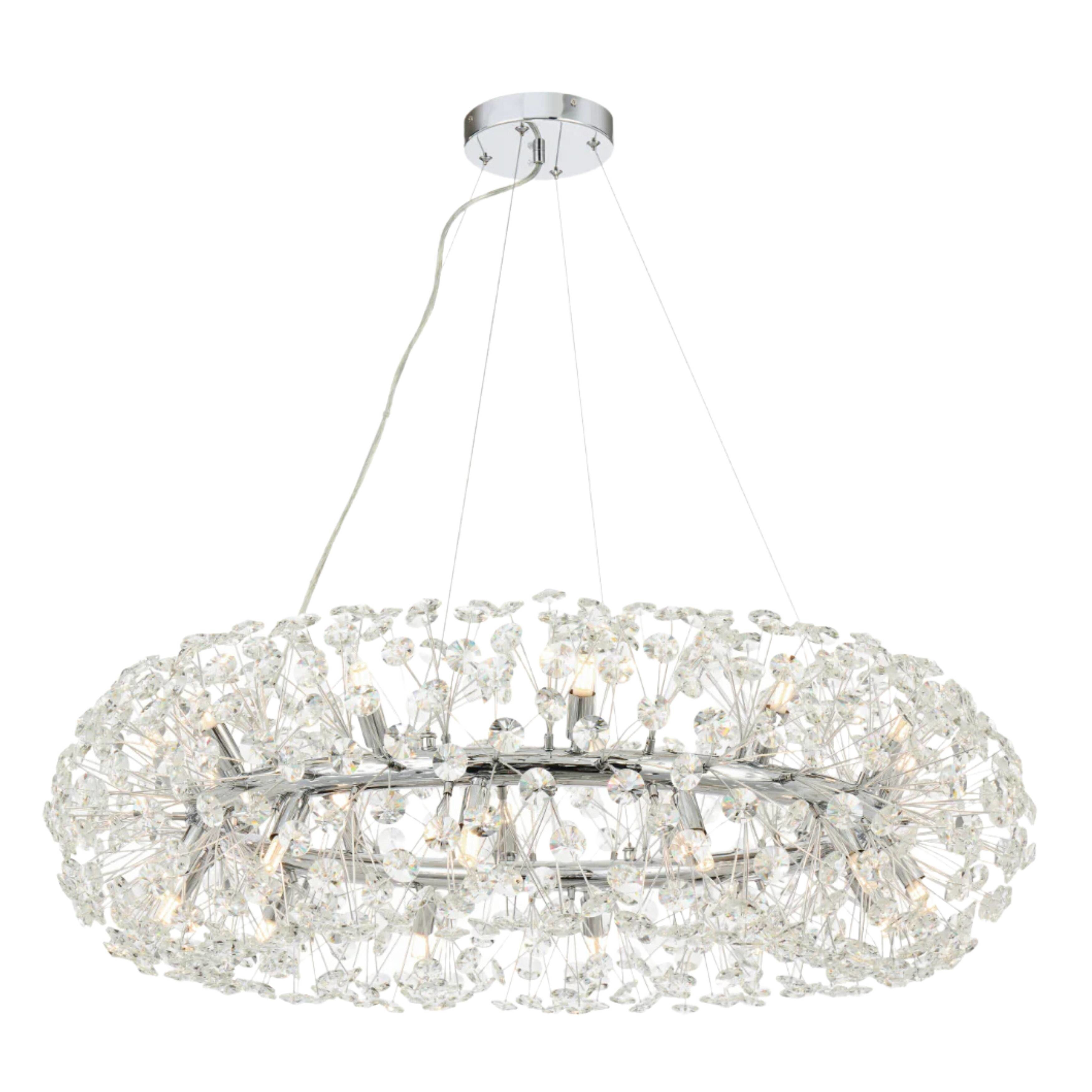 Lerida 24 Light Chrome Sputnik Torus Chandelier