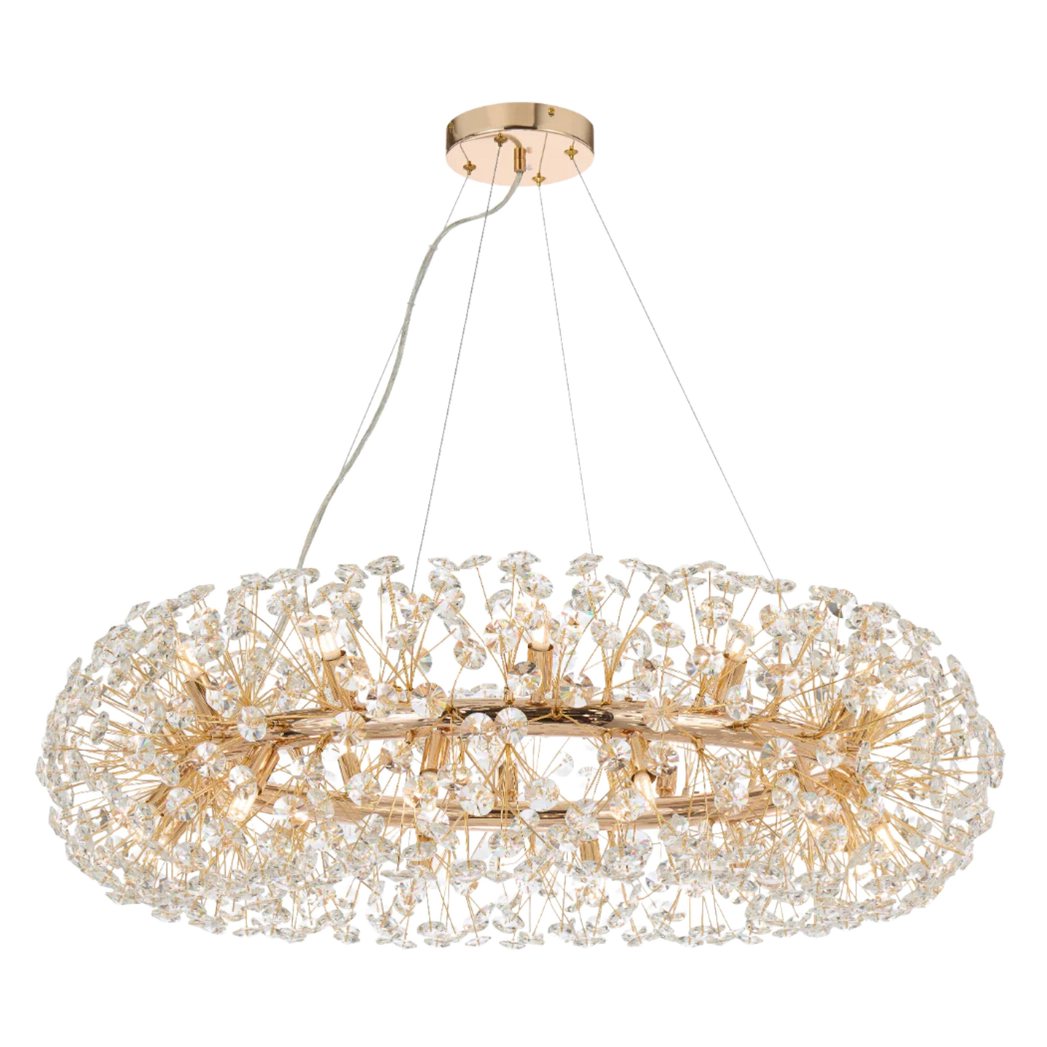 Lerida 24 Light Golden Sputnik Torus Chandelier