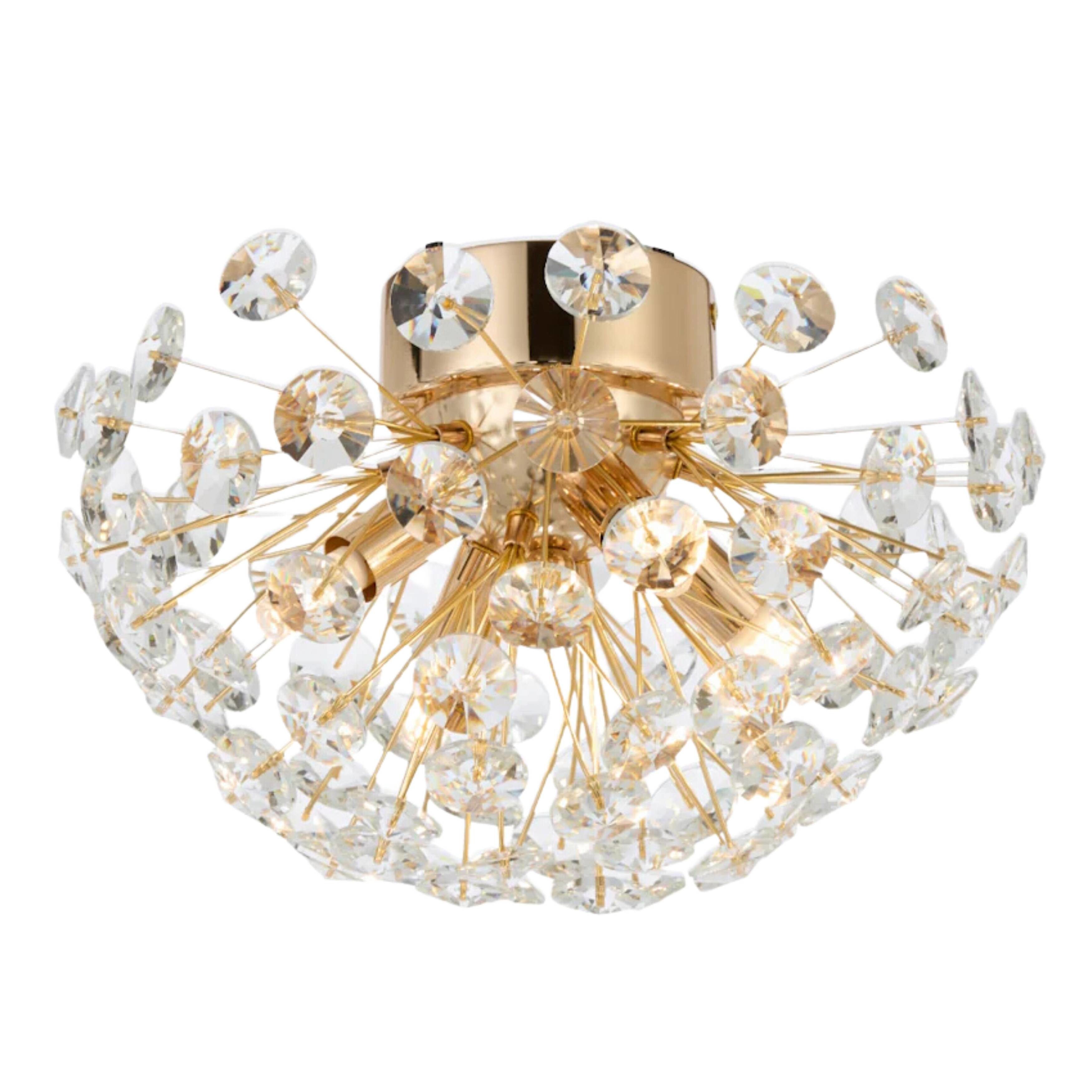 Lerida 4 Light Sputnik Close to Ceiling Light - Gold