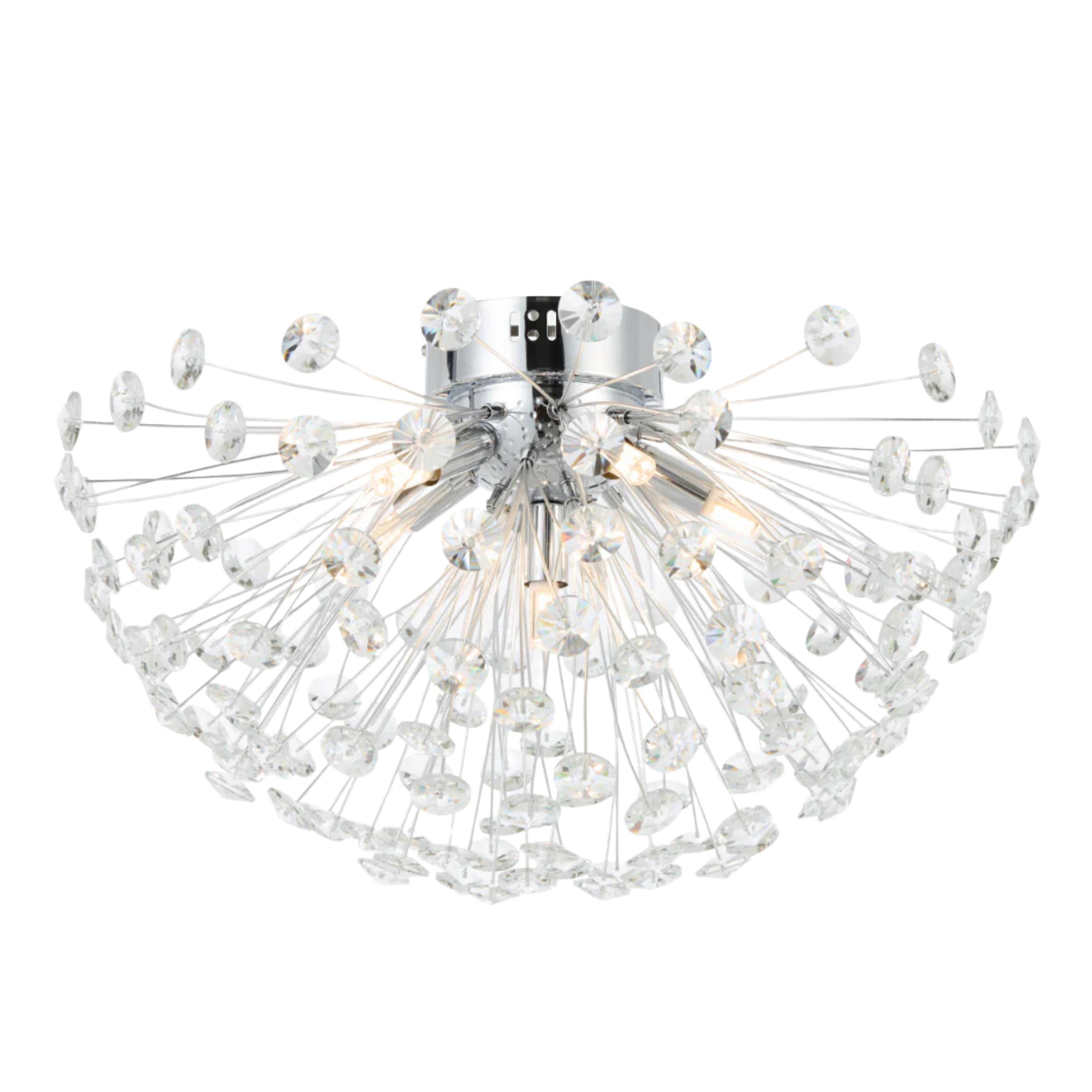 Lerida 6 Light Sputnik Close to Ceiling Light - Chrome