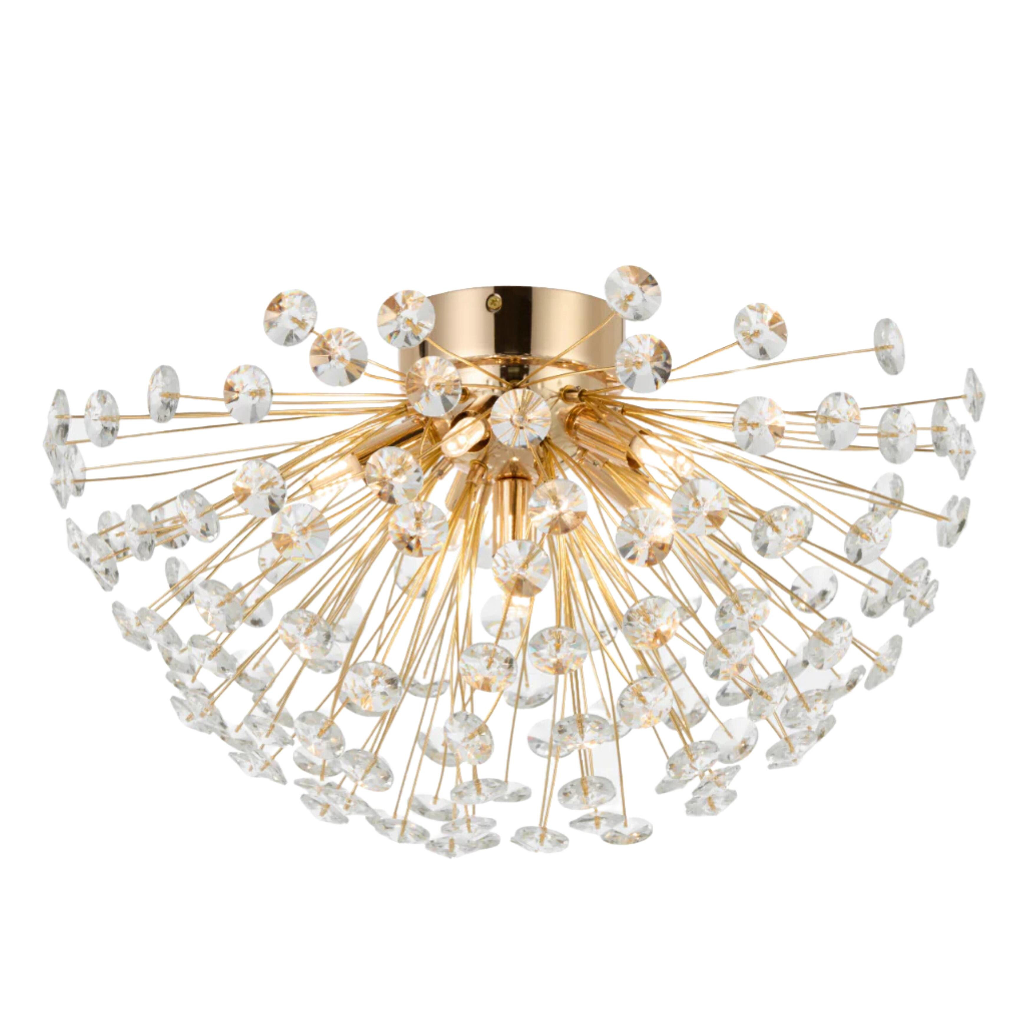 Lerida 6 Light Sputnik Close to Ceiling Light - Gold