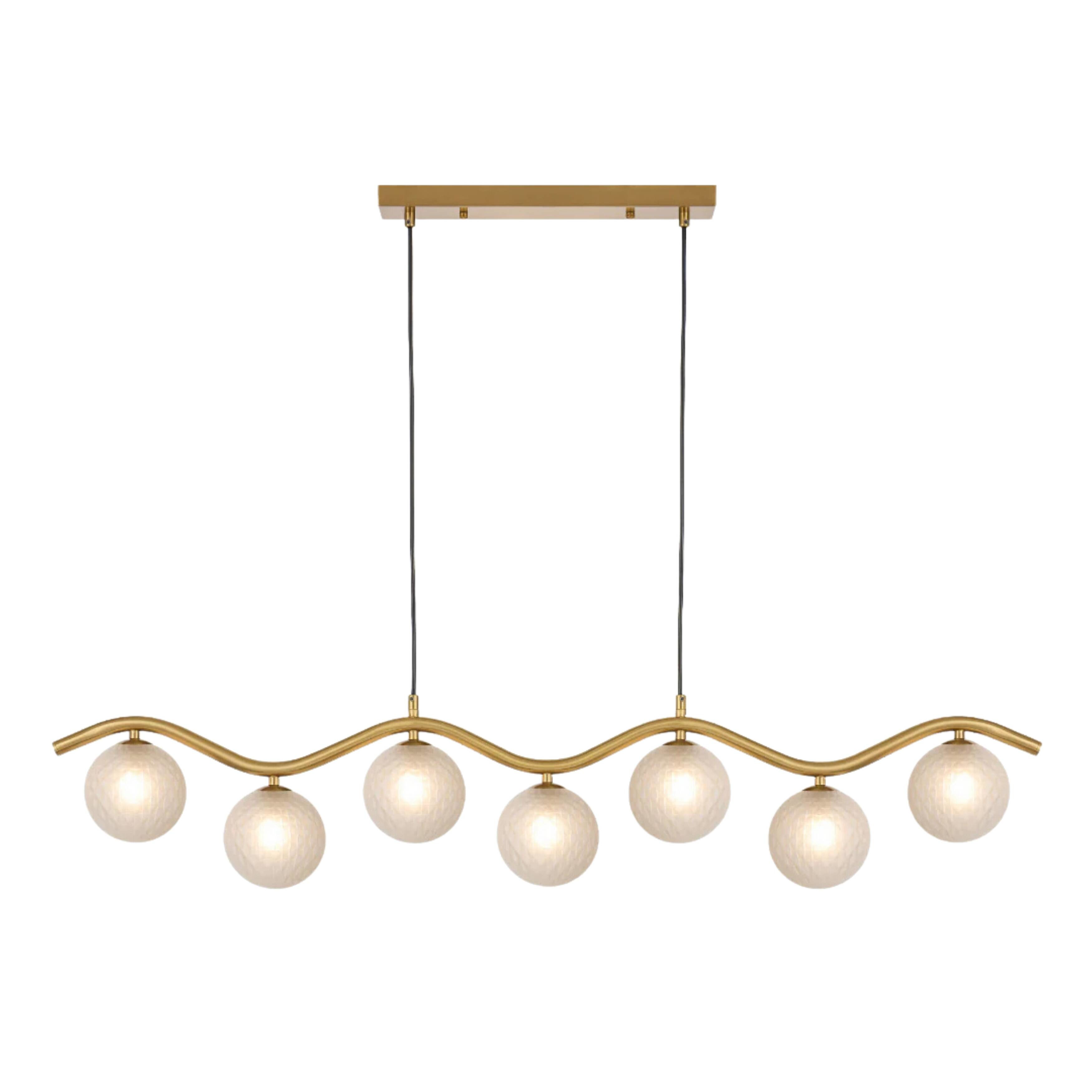 Osman 7 Light Diamond Cut Frosted Glass Gold Pendant