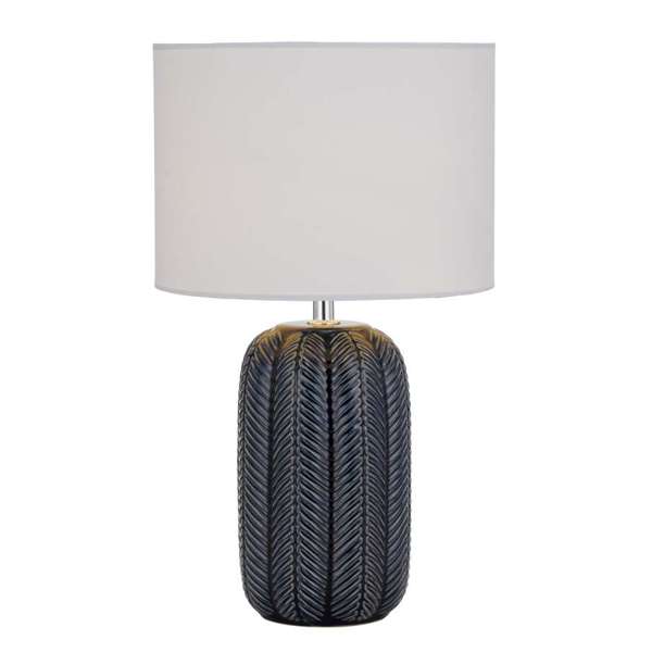 Basker Blue Ceramic White Linen Table Lamp