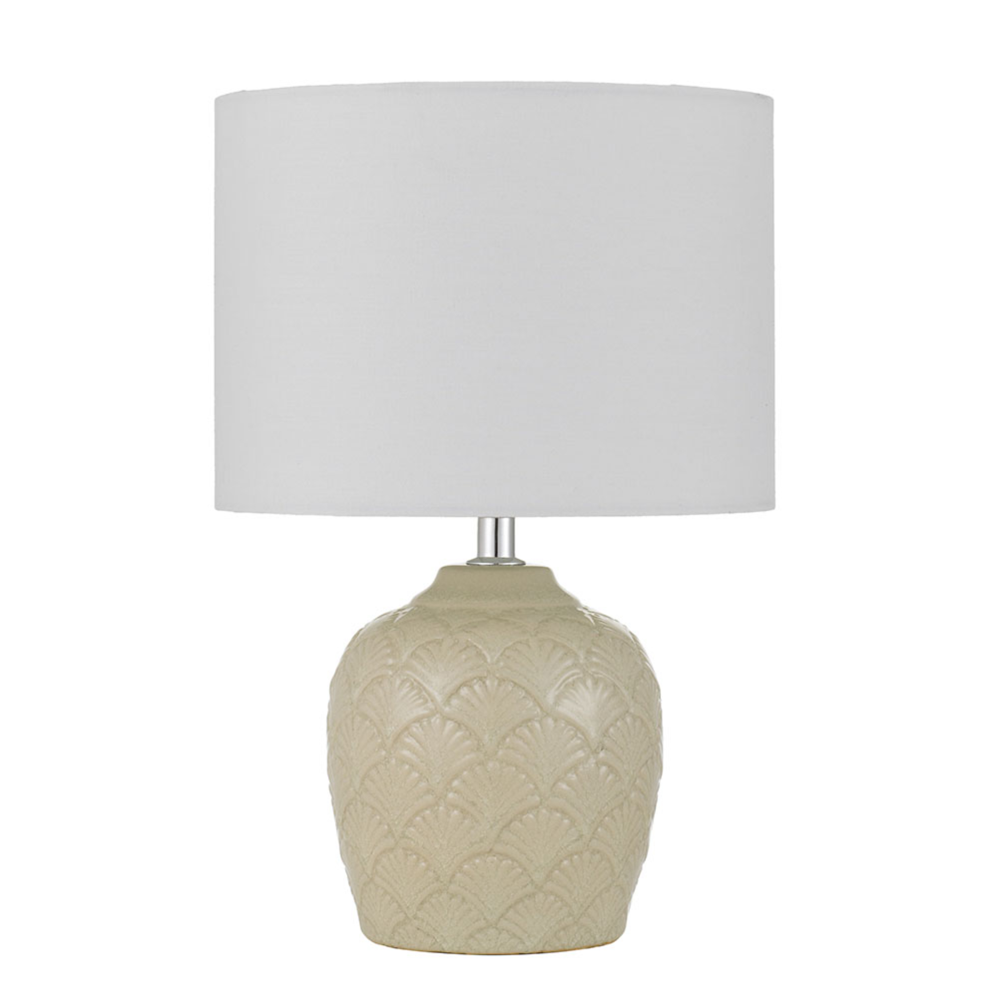Ina Cream Ceramic White Linen Table Lamp
