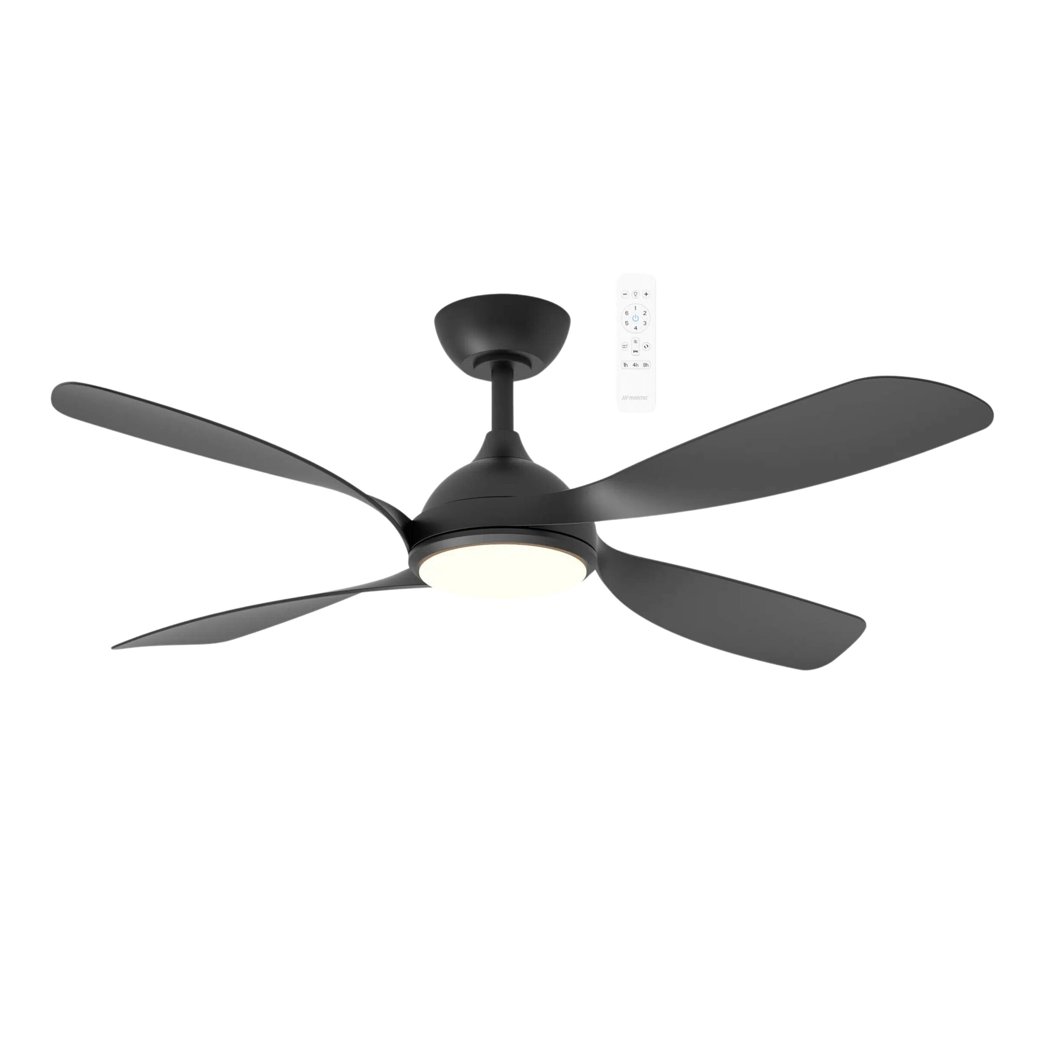 Hampton 52" Smart DC Ceiling Fan with LED Light - Matt Black