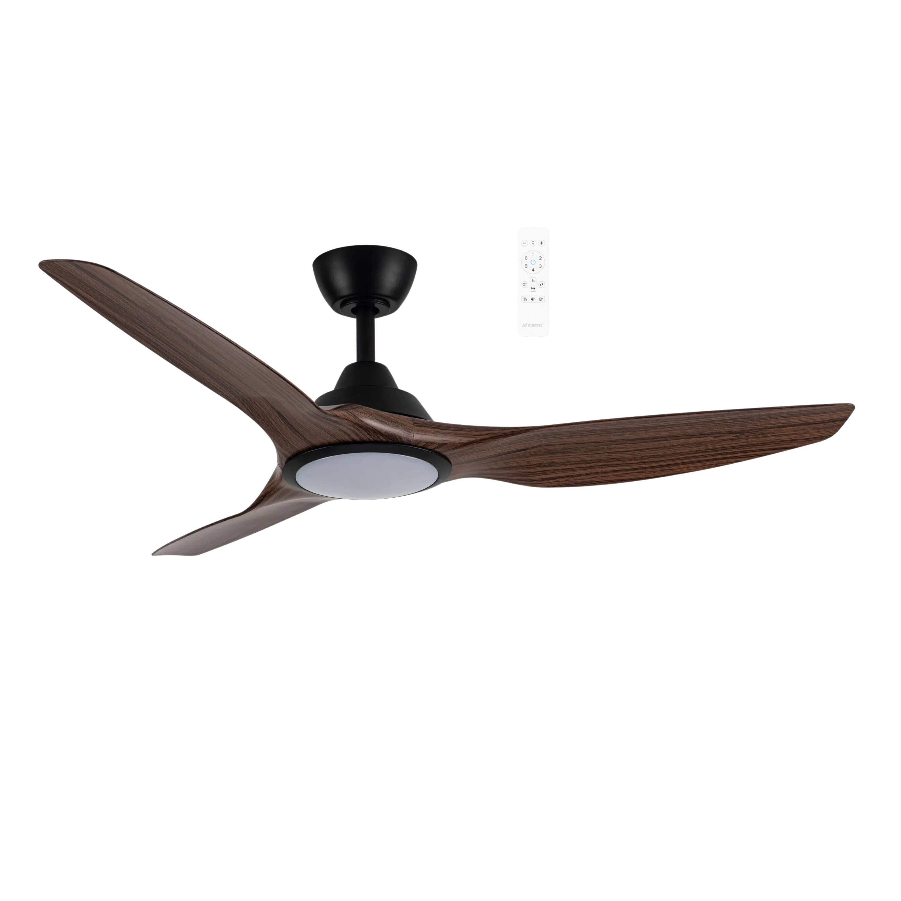 Impact 52" Smart DC Ceiling Fan with LED Light - Black & Walnut