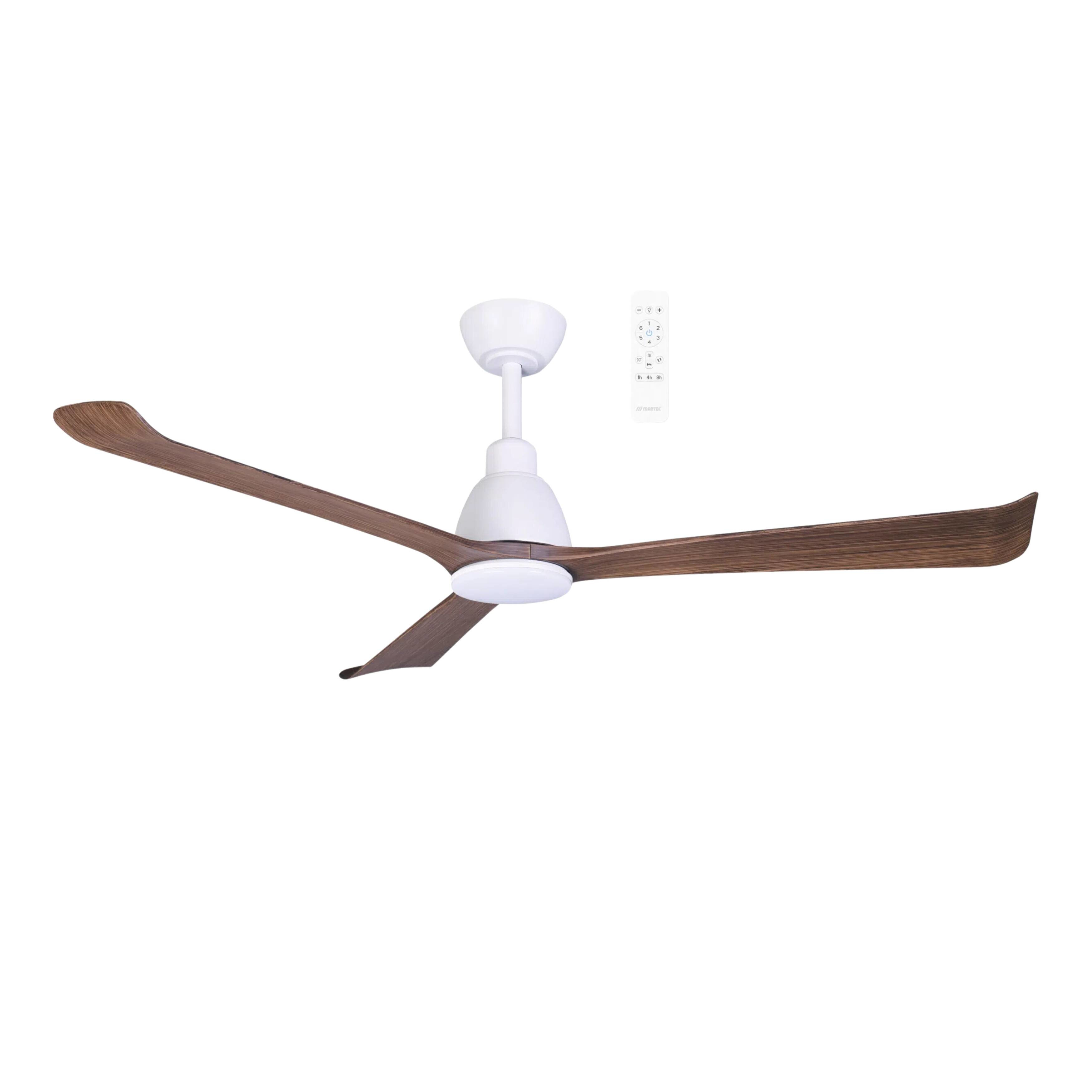Polo 52 Smart DC Ceiling Fan with LED Light - White & Walnut