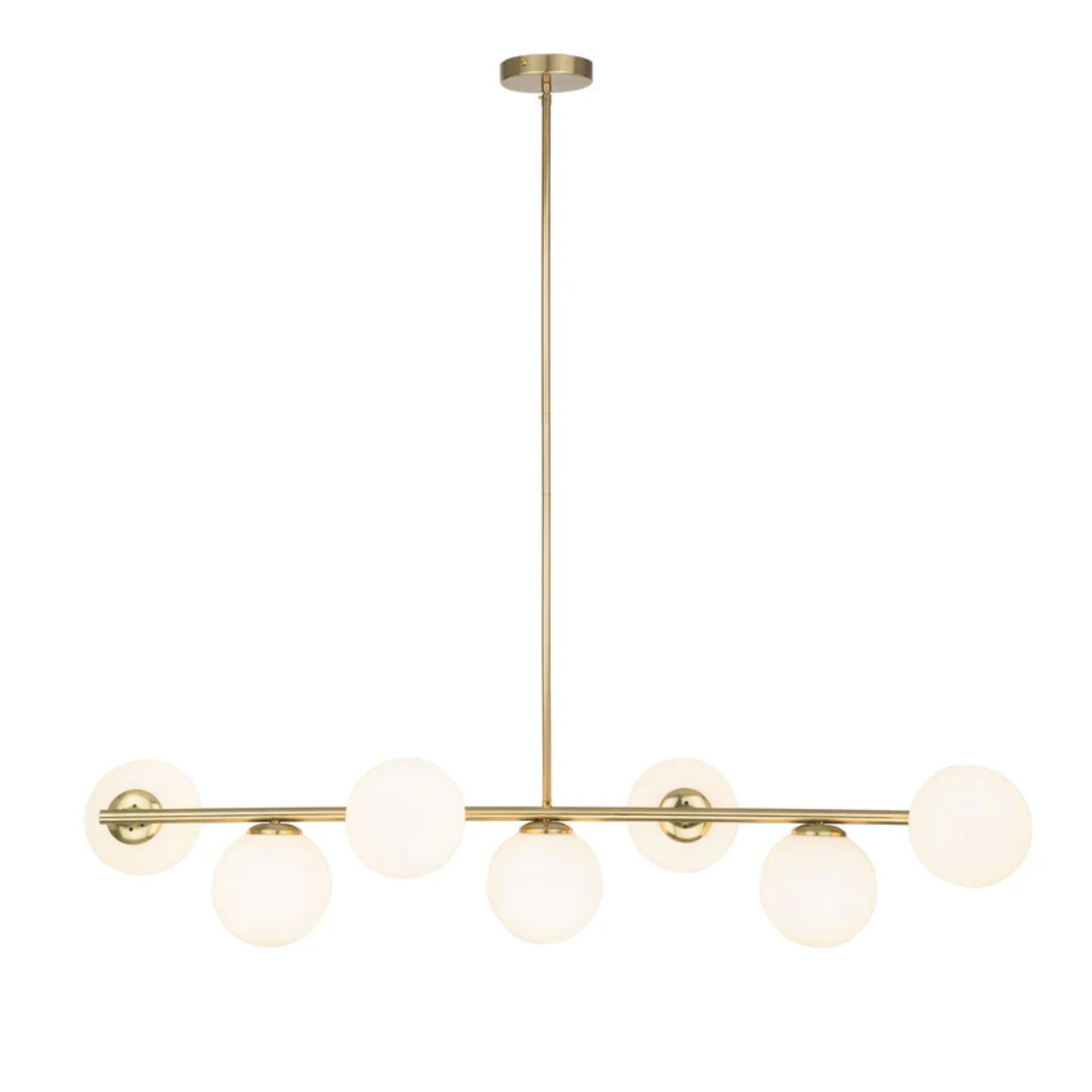 Pandora 7 Light Opal Glass Brass Pendant Light