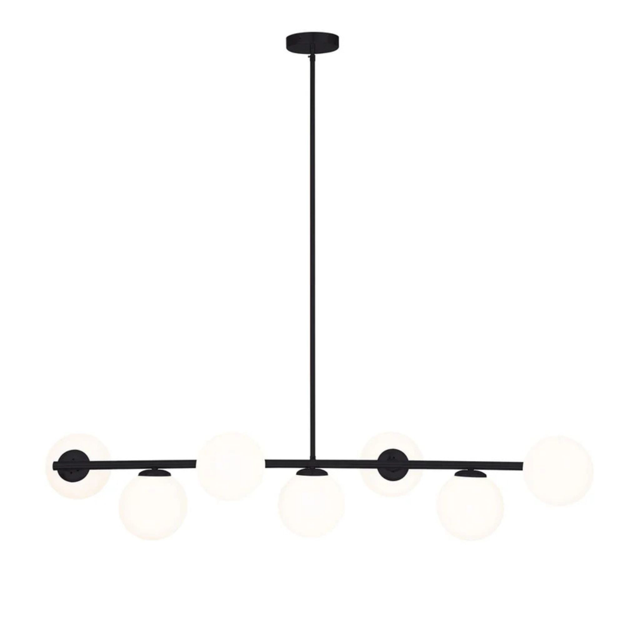 Pandora 7 Light Opal Glass Black Pendant Light
