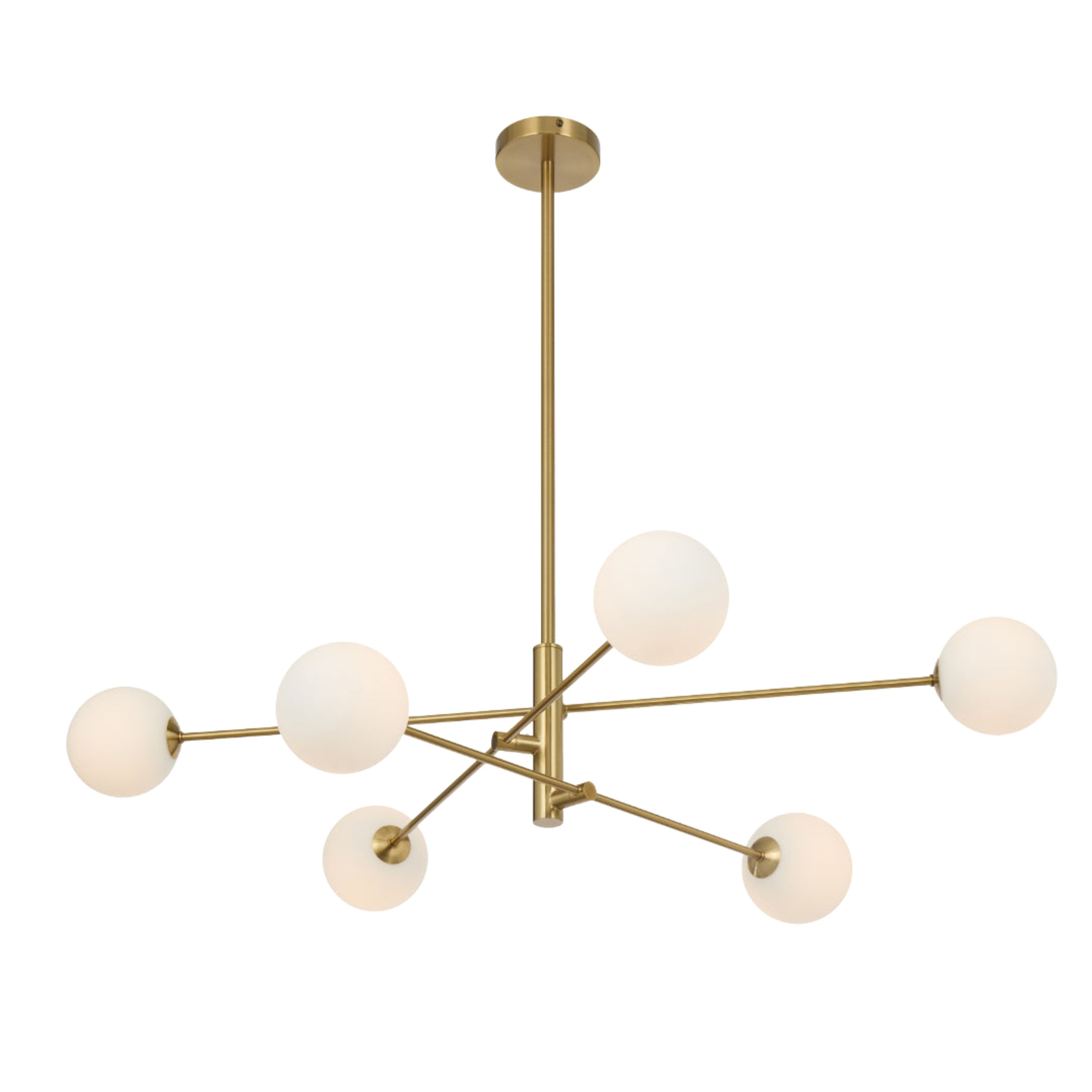Grayson 6 Light Opal Matt Glass Gold Pendant Light