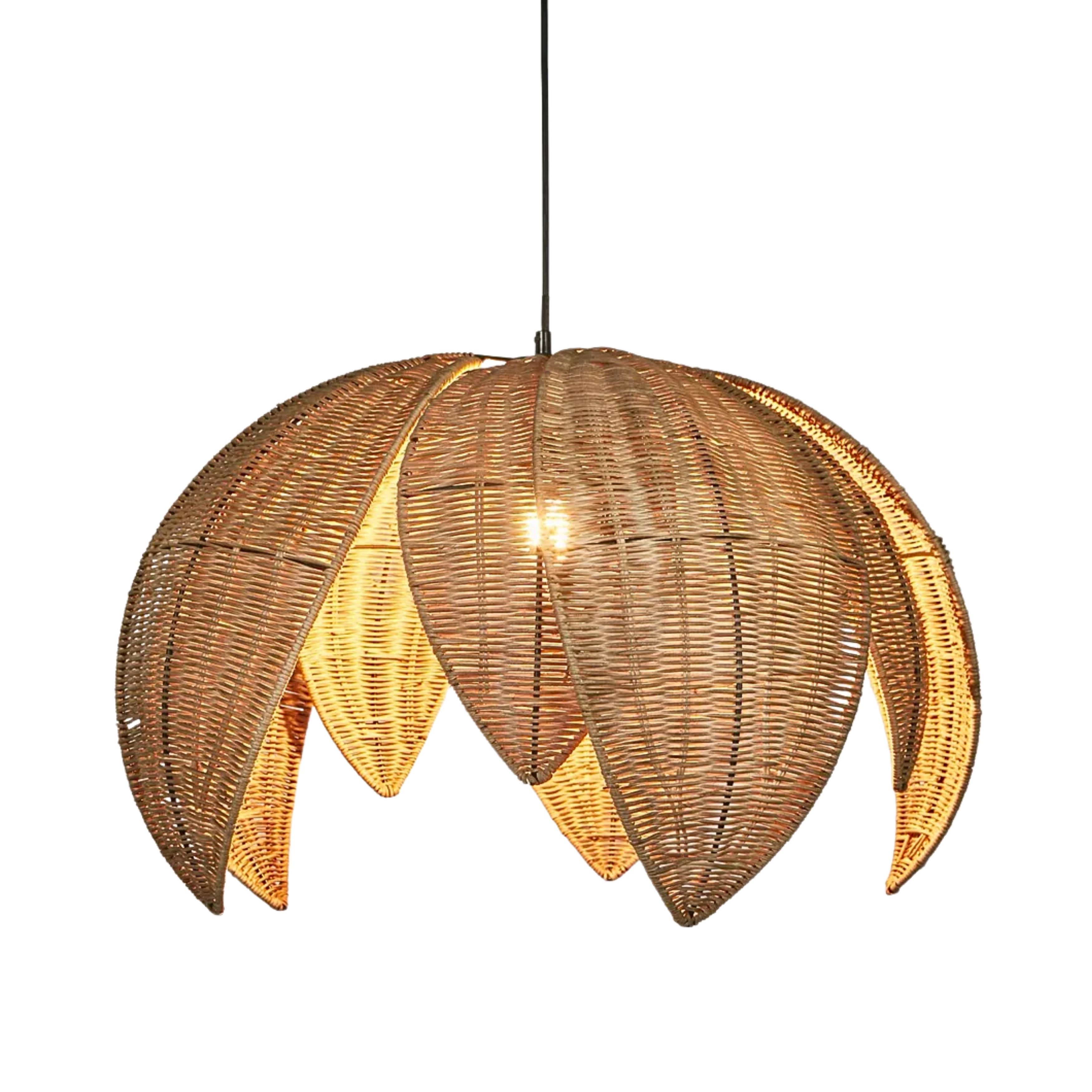 Beau Leaves Handwoven Natural Rattan Pendant Light