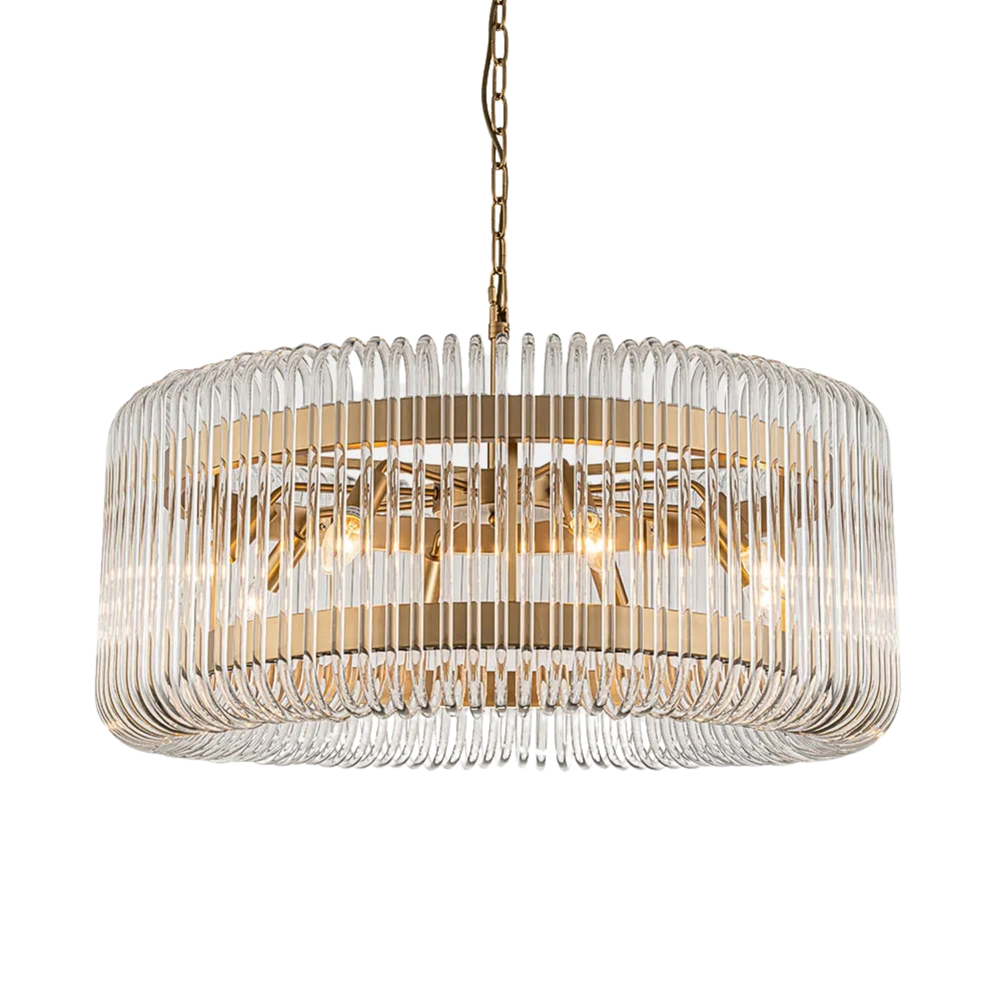 Ayanna 8 Light Drum Brass Clear Crystal Chandelier