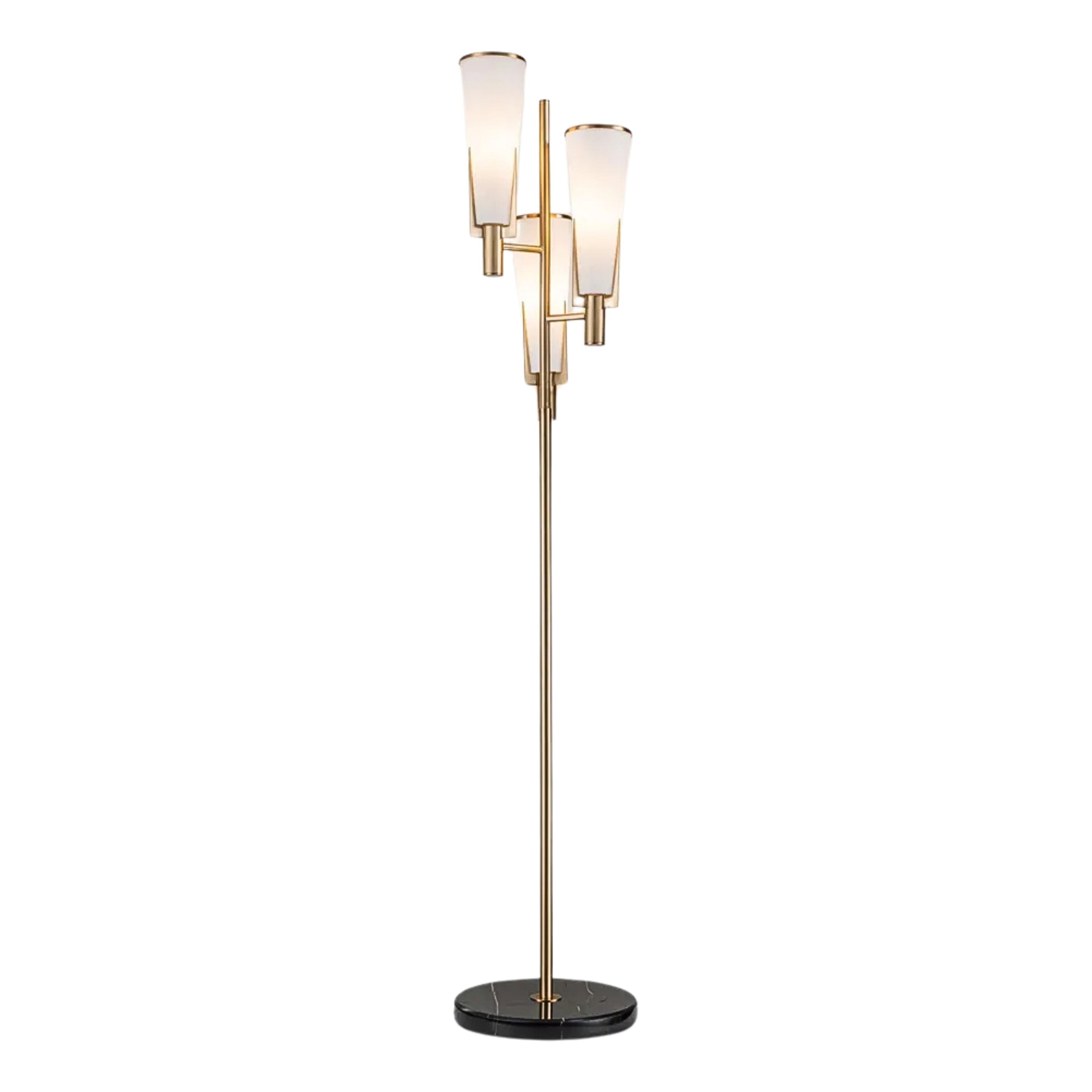 Sarah 3 Light Antique Brass Tapered Glass Floor Lamp