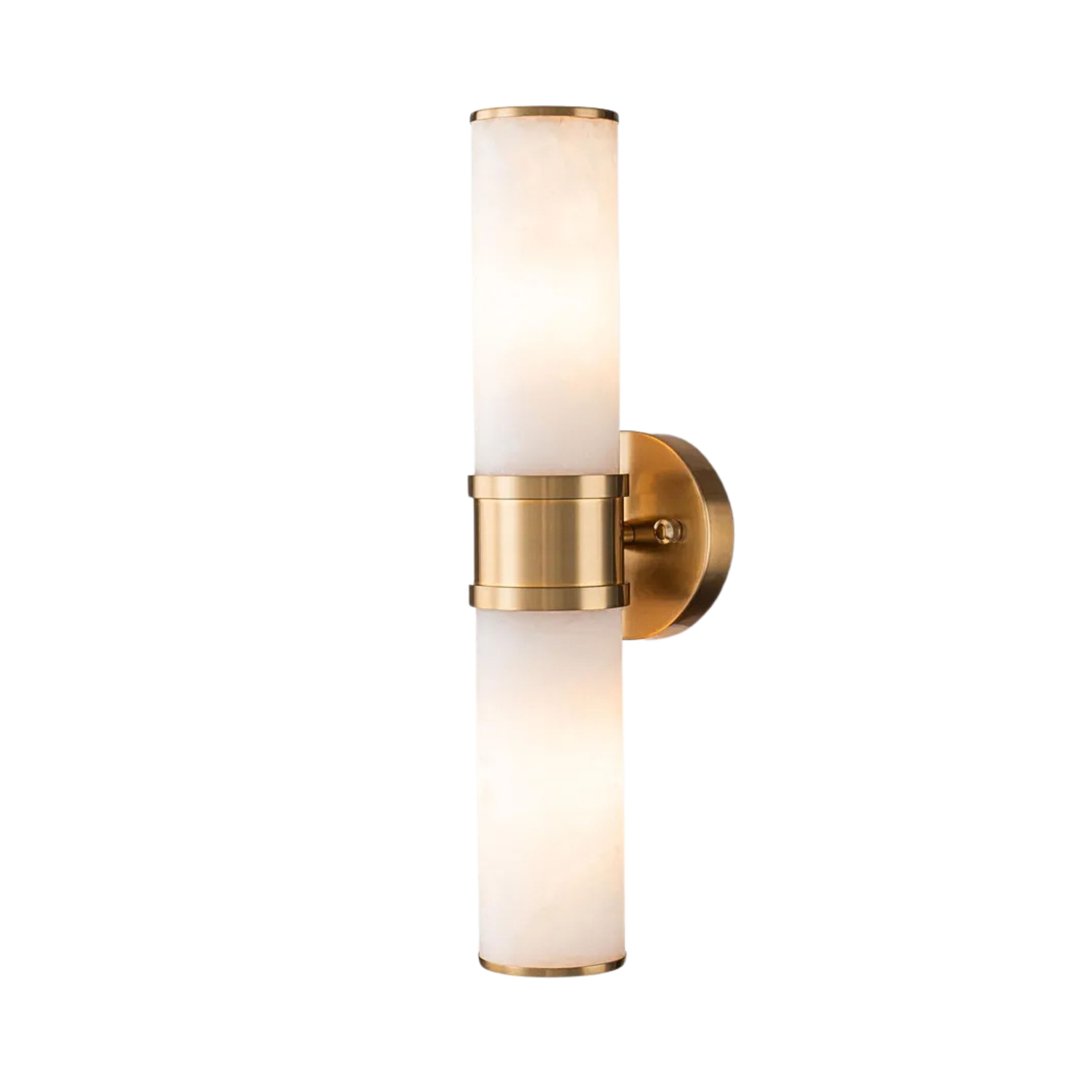 Harlow 2 Light Cylindrical Brass Alabaster Wall Light