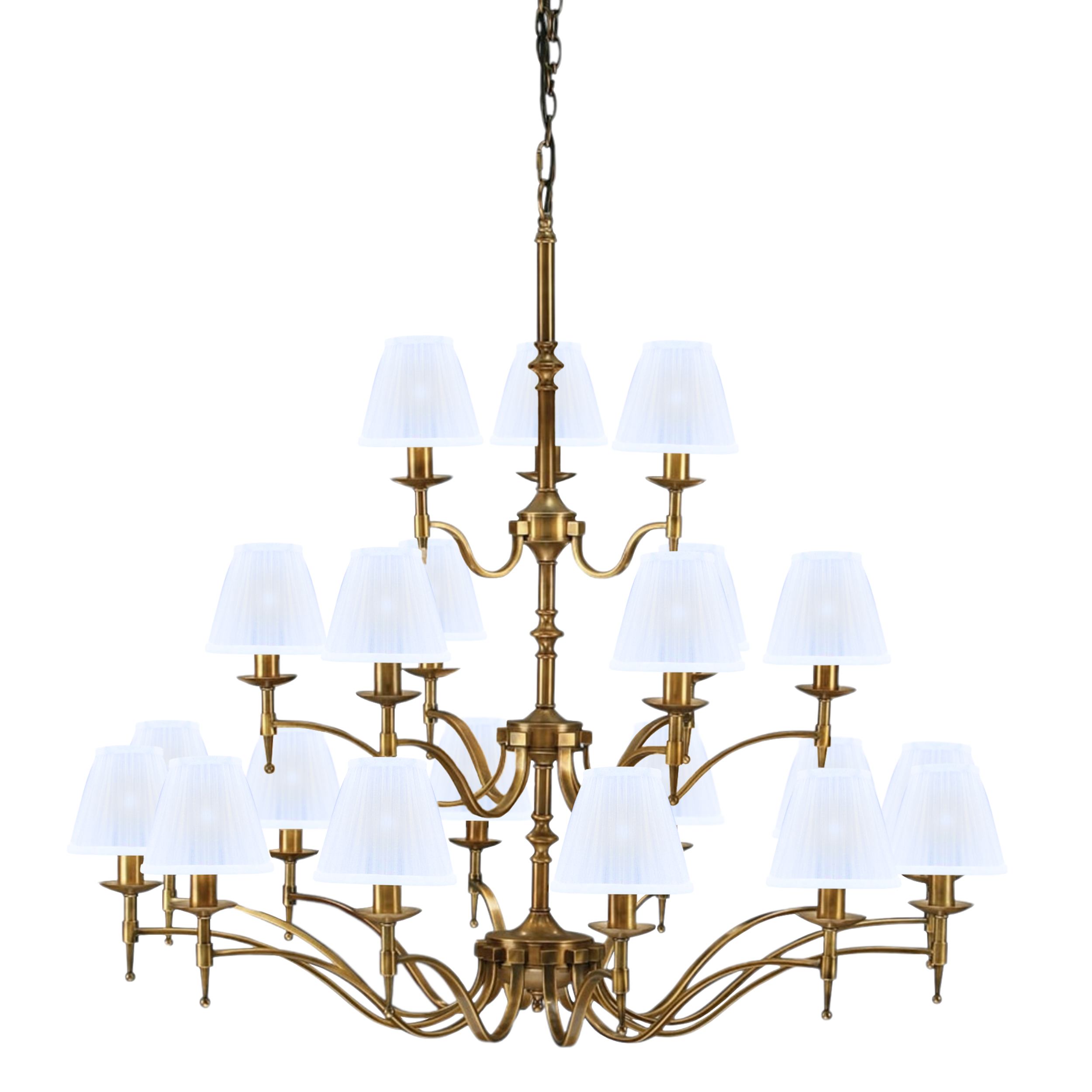 Stanford 21 Light Brass Chandelier - White