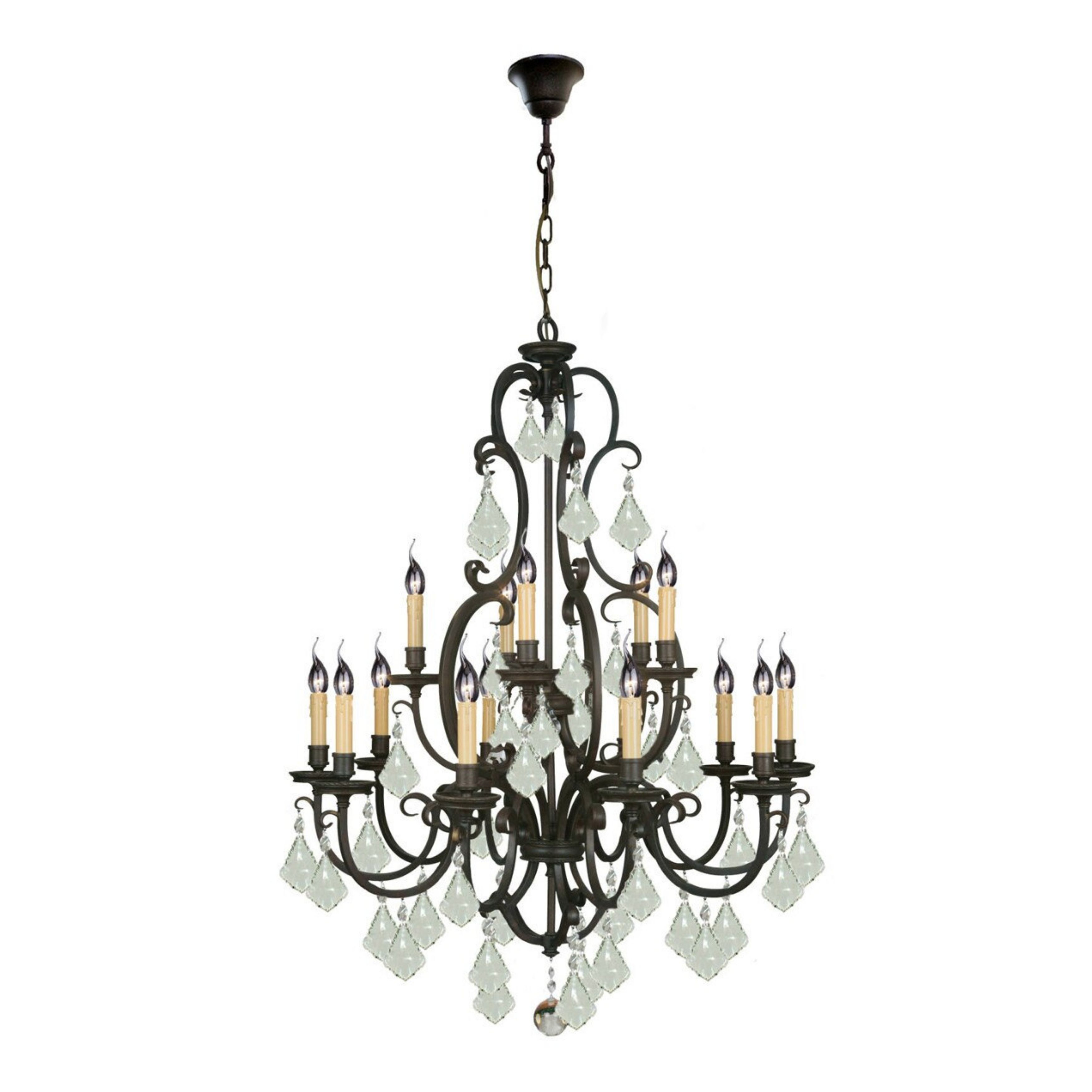 Louis 15th 15 Light Classic Crystal Glass Chandelier