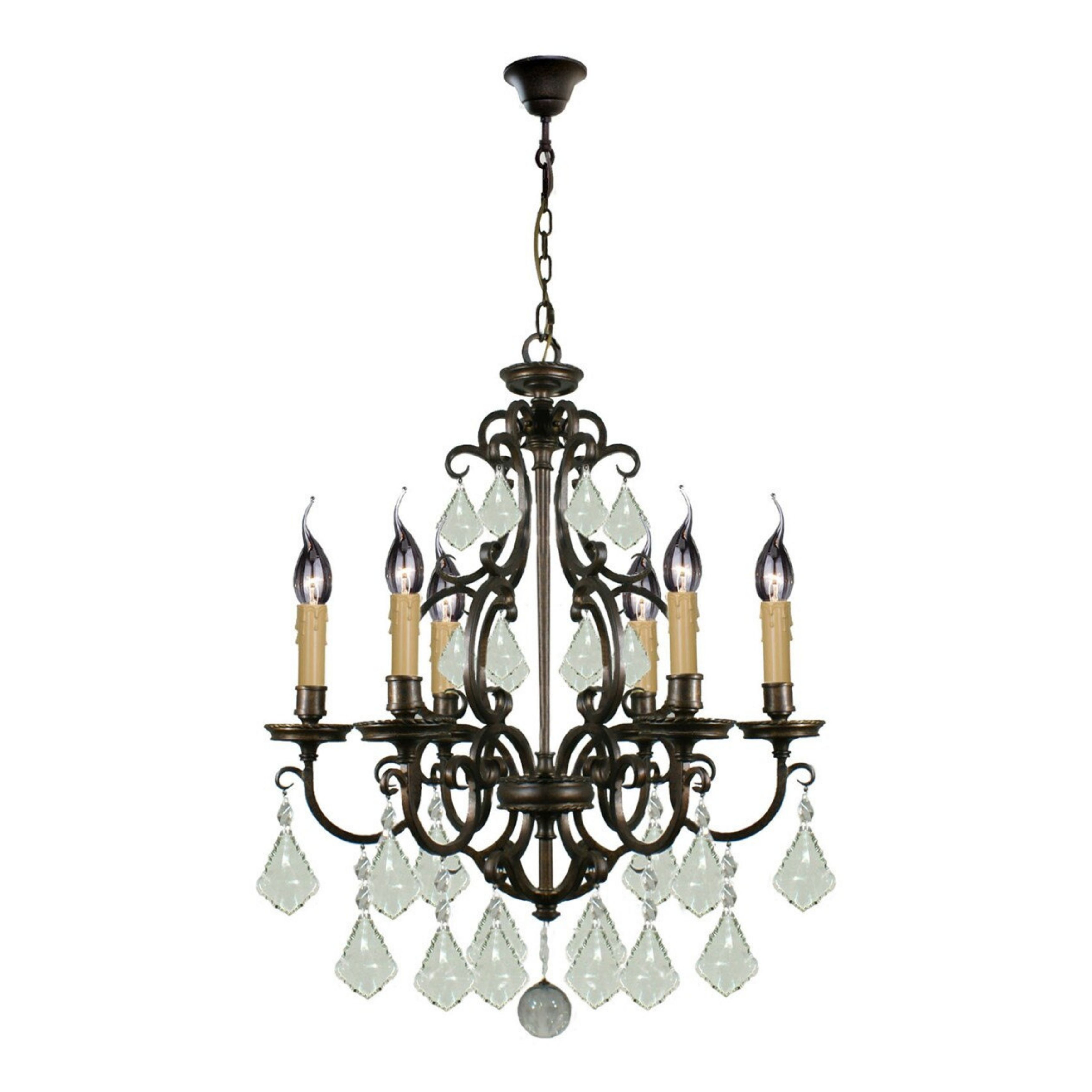 Louis 15th 6 Light Classic Crystal Glass Chandelier