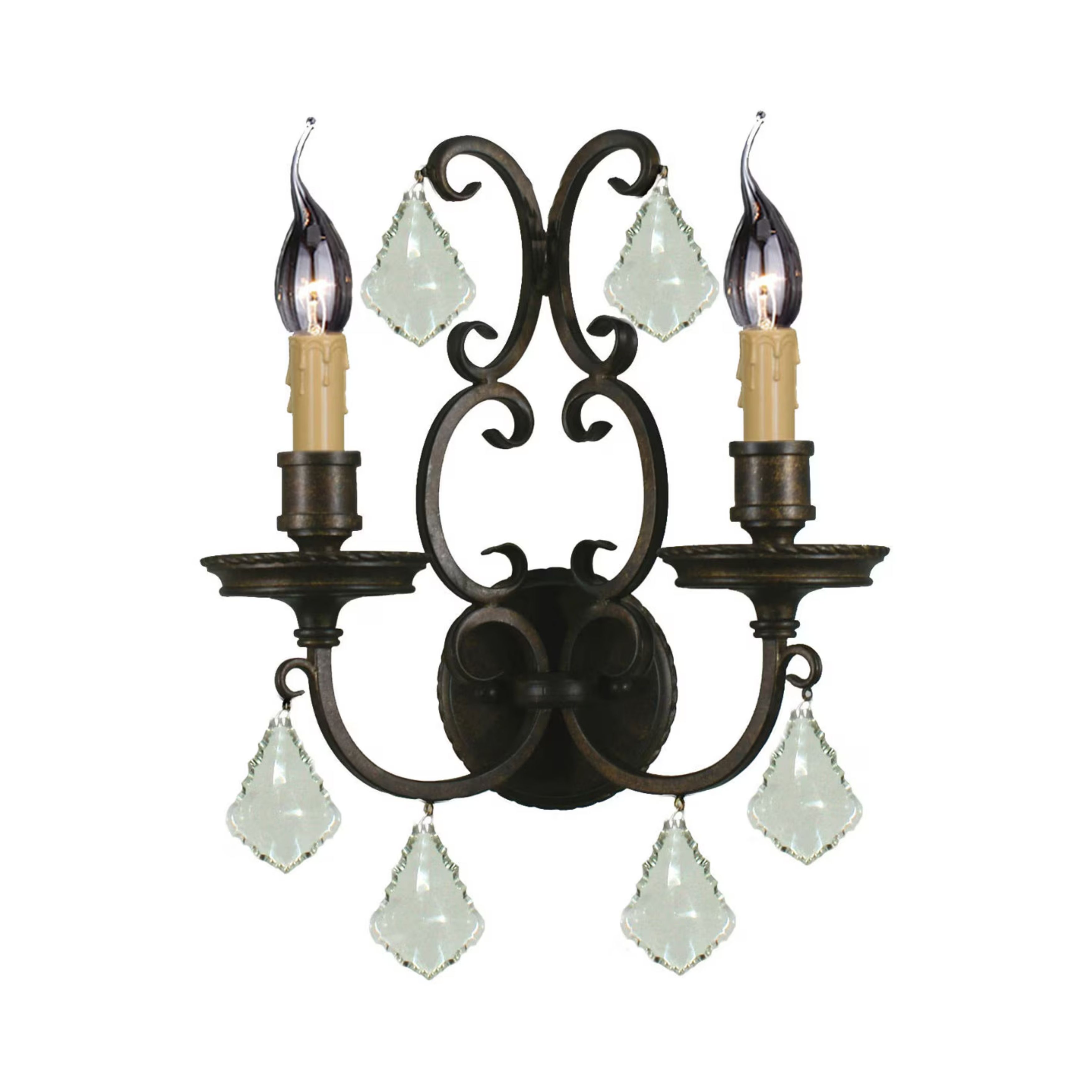 Louis 15th 2 Light Classic Crystal Glass Wall Light