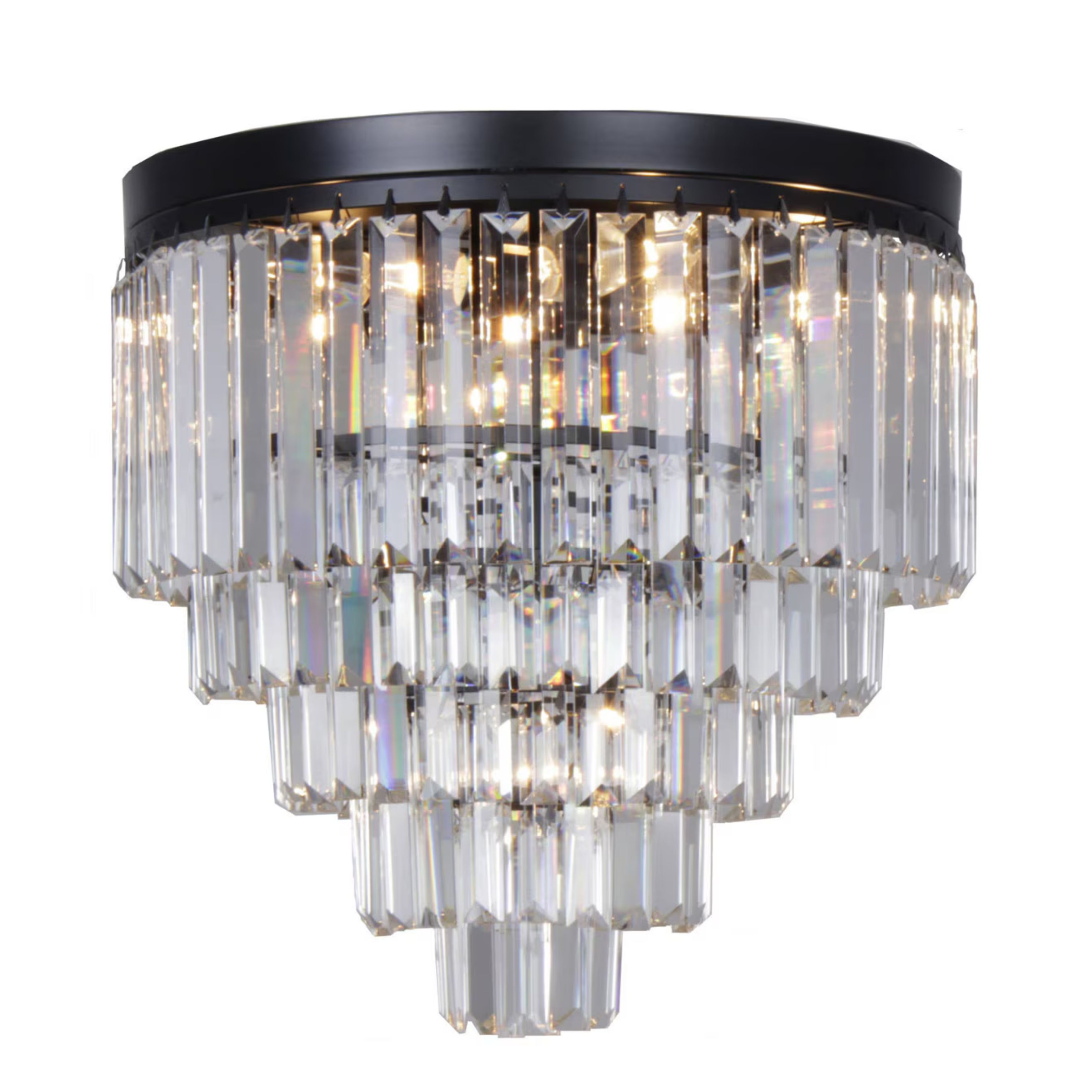 Celestial 5 Tier Black Crystal Close to Ceiling Light